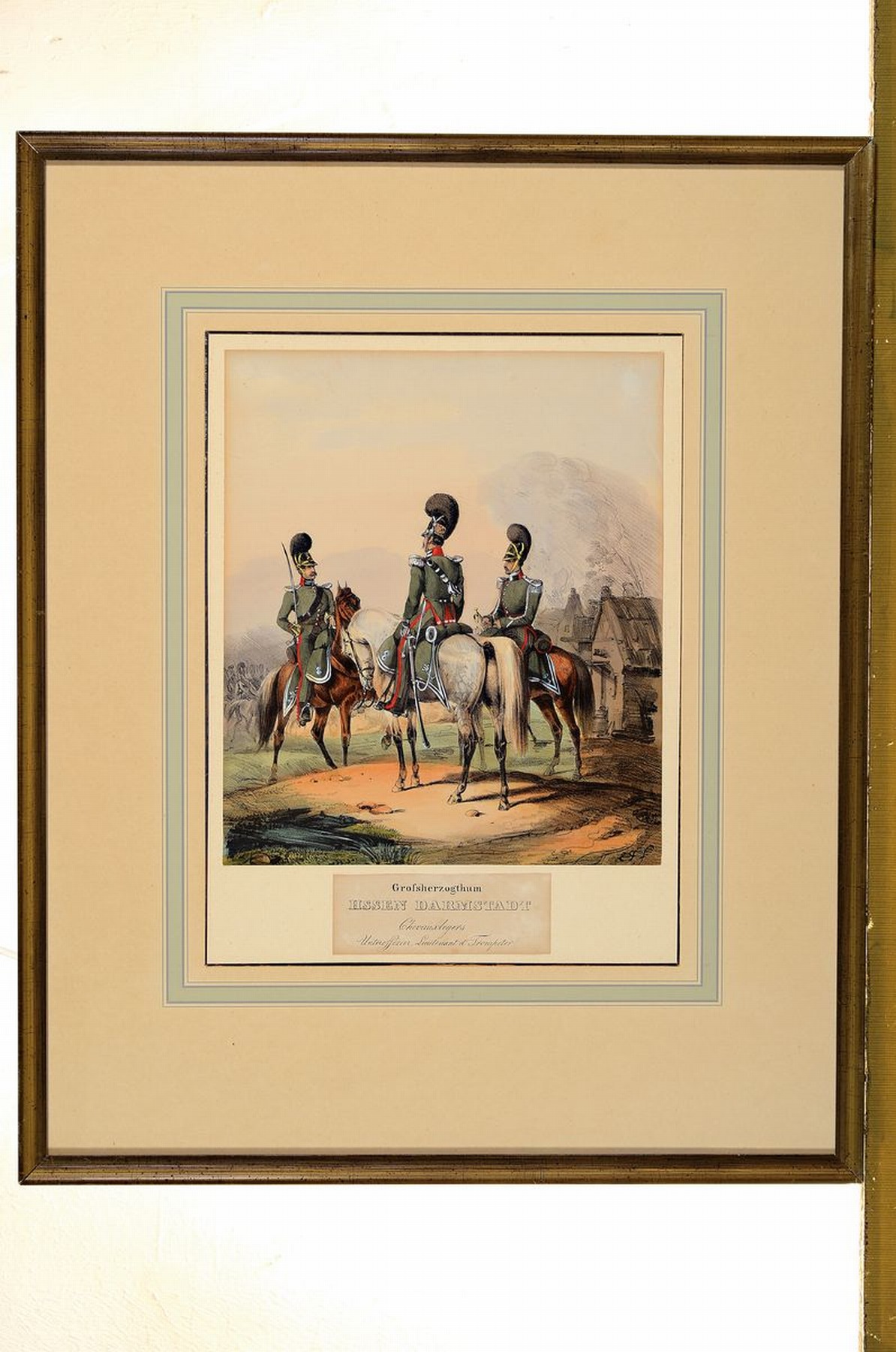 Detail t: Heinrich Eckert & Dietrich Monten, vier Lithographien, Uniformstiche, Großherzogthum Hessen Darmstadt, Linien Infanterie; Chevauxlegers; Grand ...