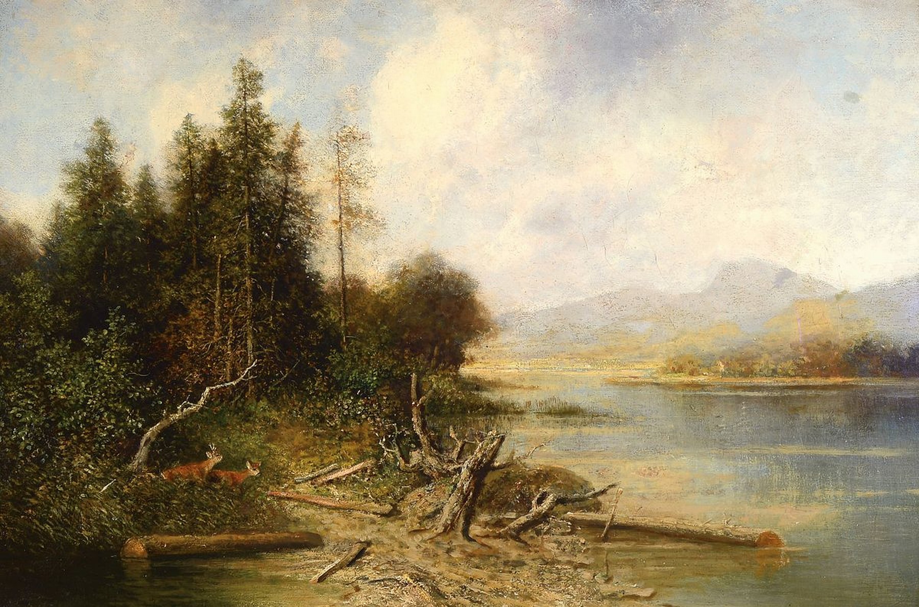 Alfred Karl Julis von Schönberger, 1845 Graz- 1907/09, Kronberger Maler, Studium in München, hier: Seelandschaft mit Gebirge im Hintergrund, ...