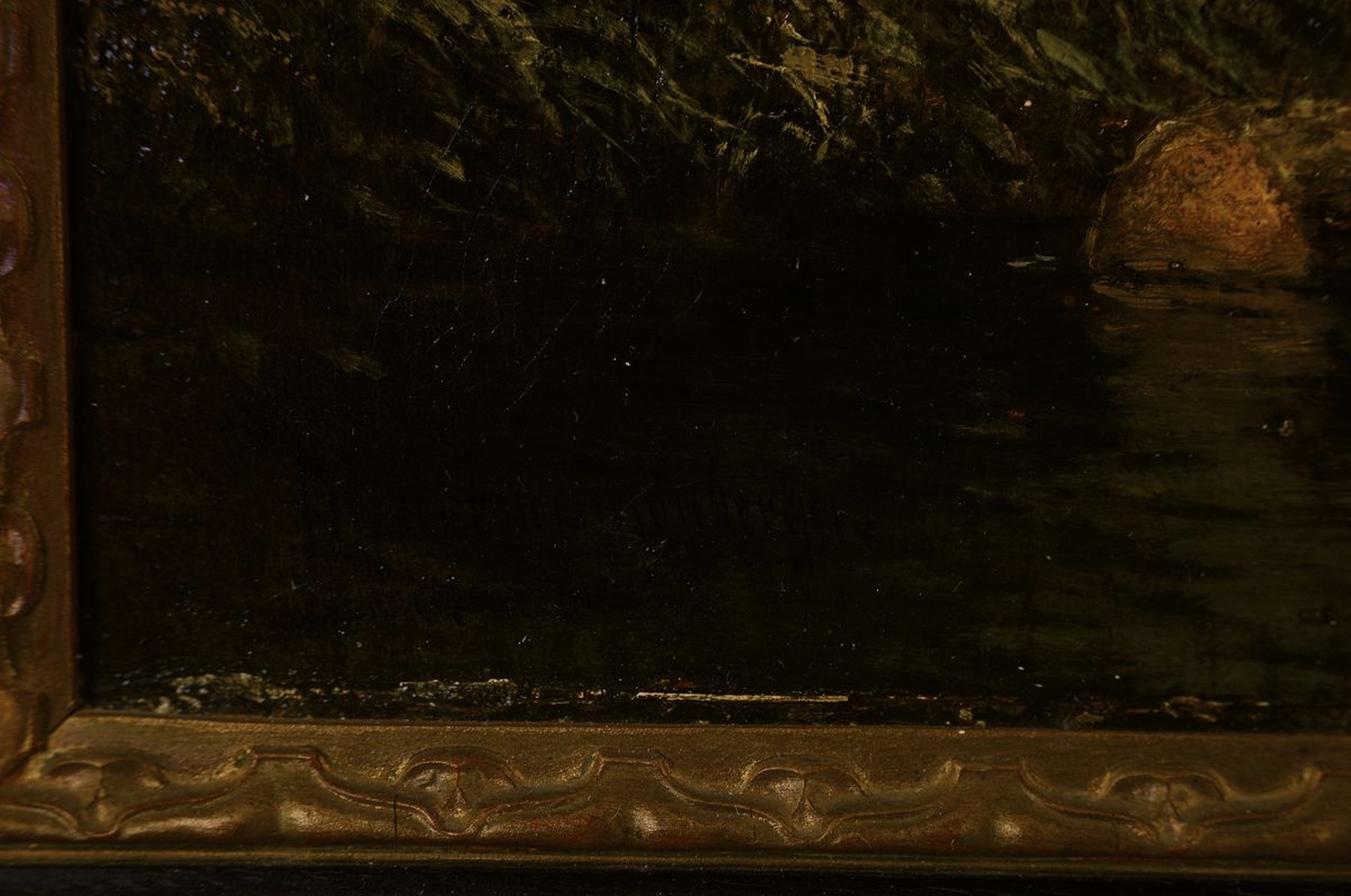 Detail l: Alfred Karl Julis von Schönberger, 1845 Graz- 1907/09, Kronberger Maler, Studium in München, hier: Seelandschaft mit Gebirge im Hintergrund, ...