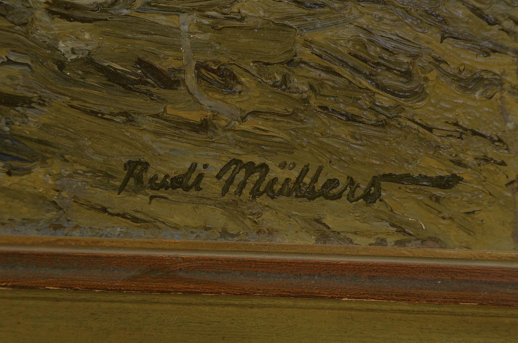 Detail c: Rudi Müllers, 1895 Mannheim-1972 Heidelberg, Blick über das Wehr auf Besigheim, im Hintergrund der aufsteigende Dachreiter des Rathauses, ...