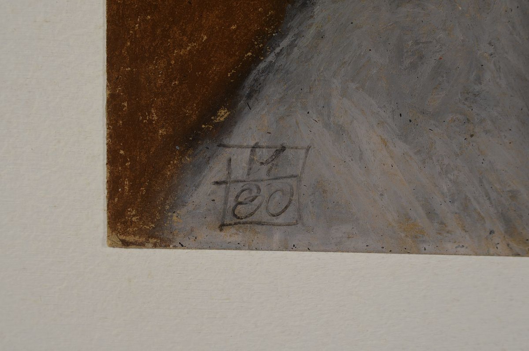 Detail c: Unbekannter Monogrammist M, dat. 80, zwei Landschaftsdarstellungen, Mischtechnik/ Papier, monogrammiert M 80 im geteilten Rechteck, ca. 42 x 52 cm, ...