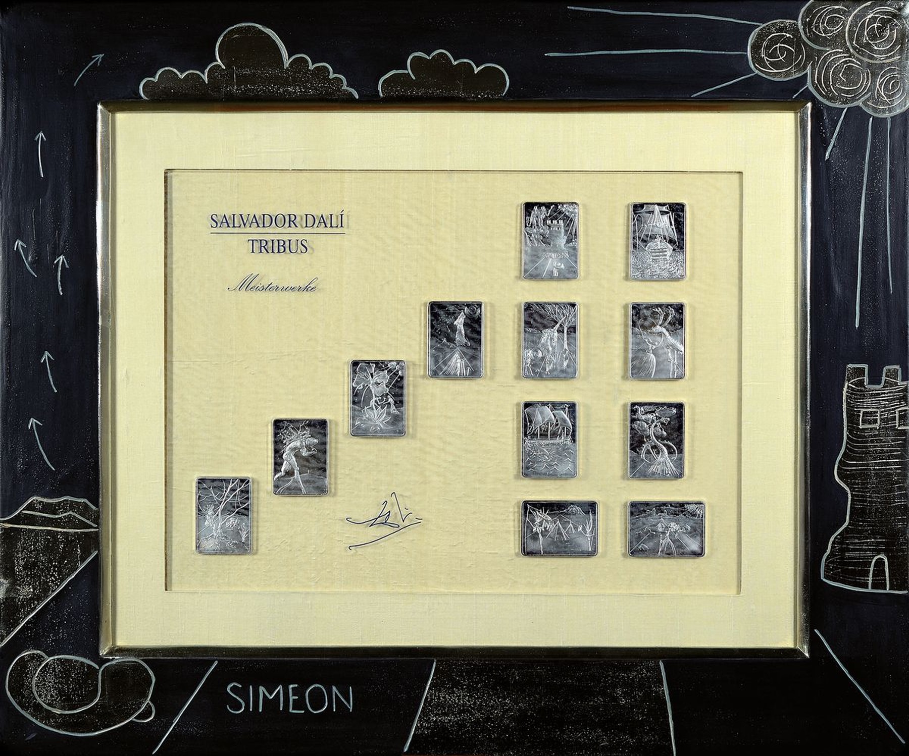 Salvador Dali, 1904 - 1989, Tribus, Die zwölf Stämmer Israels, 12 Silberreliefs, aus der Serie Meisterwerke Edition Rom y Rom, Tafeln ca. 5.5 x 3.5 ...
