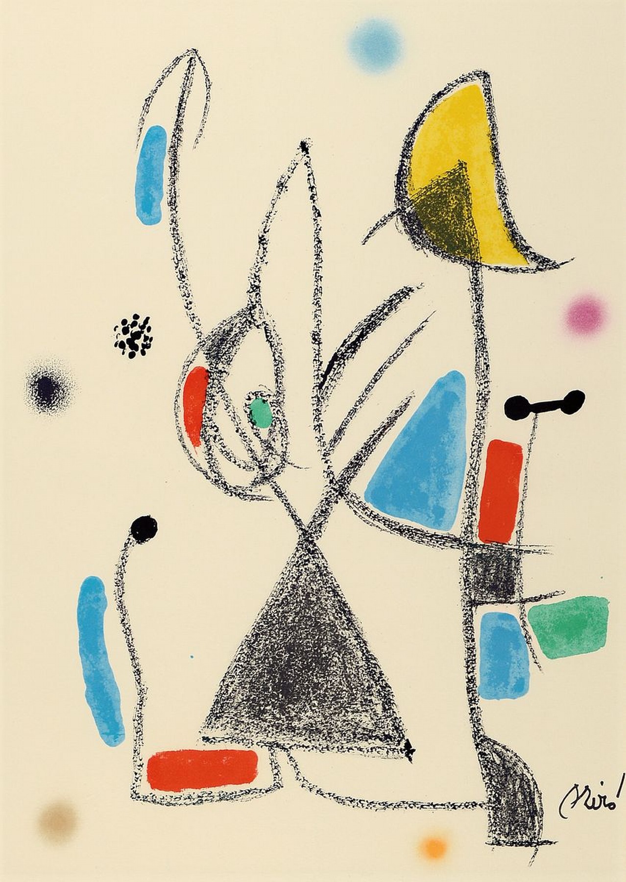 Joan Miro,1893-1983, zwei orig. Lithografien auf Velin, a. Maravillas con variaciones 12, 1975, Wunder mit Variationen 12, in der Platte sign., ...
