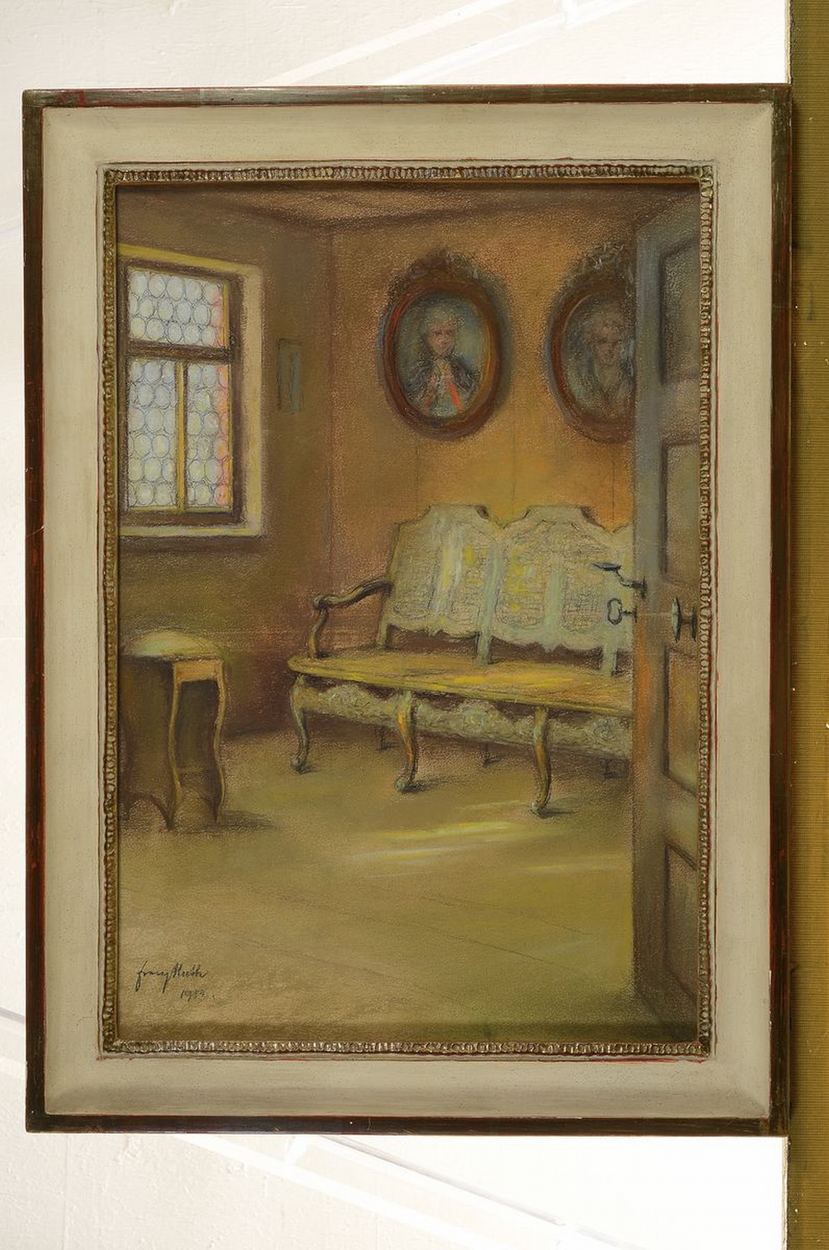 Detail k: Franz Huth, 1876 Pößneck-1970 Weimar, Geburtszimmer von Friedrich Schiller, , Pastell auf Papier, links unten signiert, ca. 41x29cm, u.Gl., R. ...