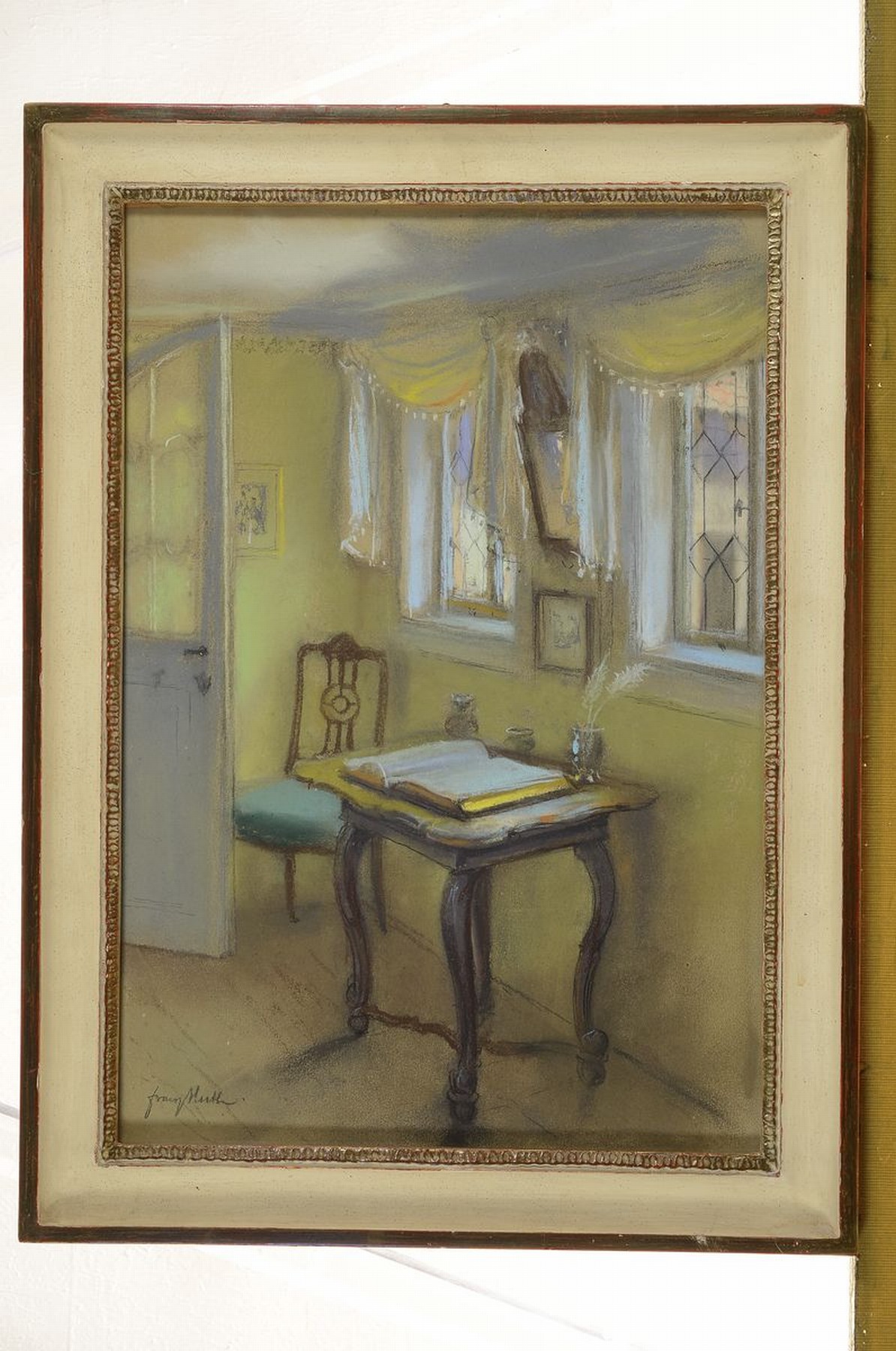 Detail k: Franz Huth, 1876 Pößneck-1970 Weimar, Schillerzimmer in Bauerbach, Pastell auf Papier, links unten signiert, ca. 41x29cm, u. Gl., R., 50x37cm