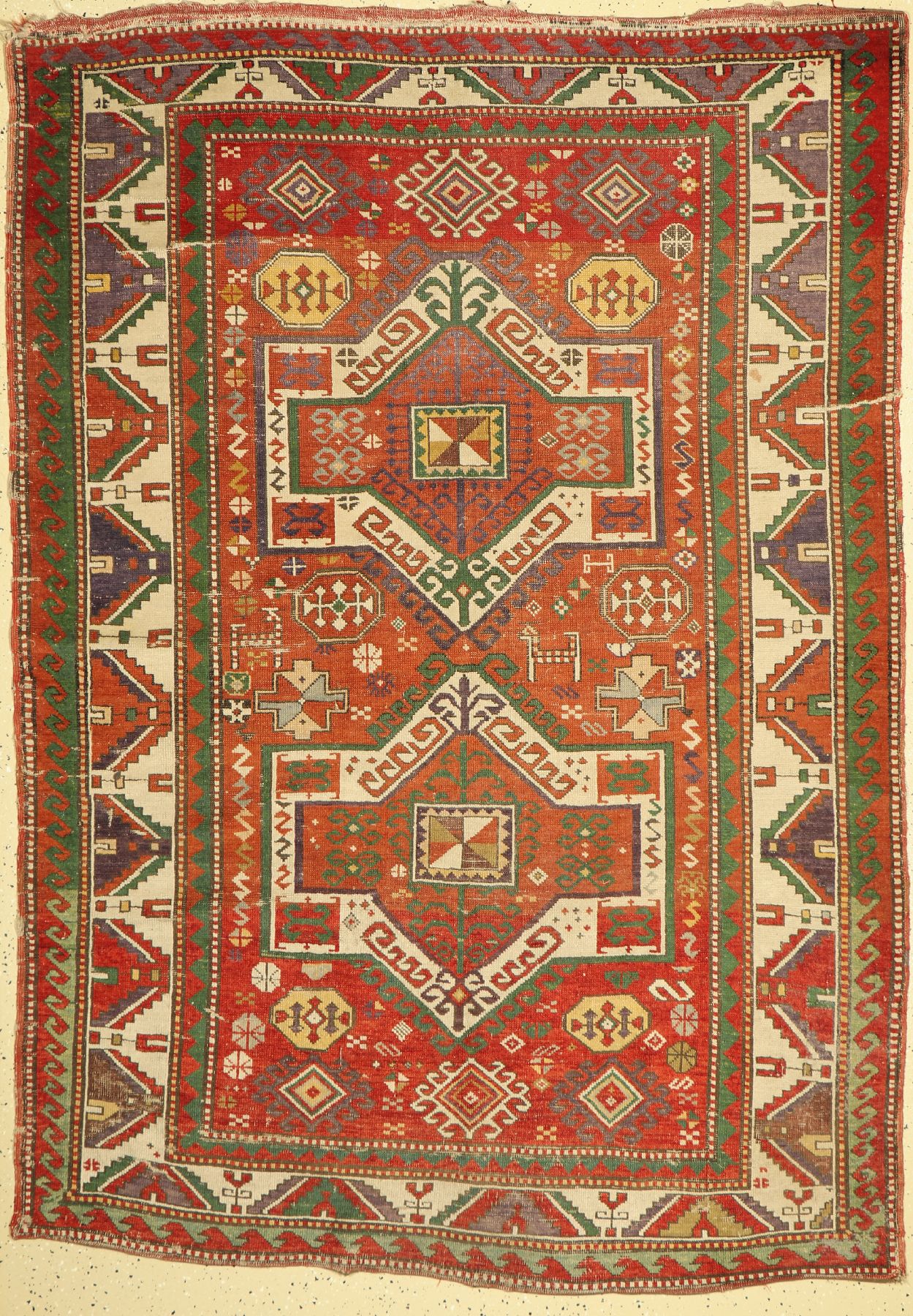 Lambalo Kazak antik, Kaukasus, um 1900, Wolle auf Wolle, ca. 205 x 145 cm, EHZ: 4-5