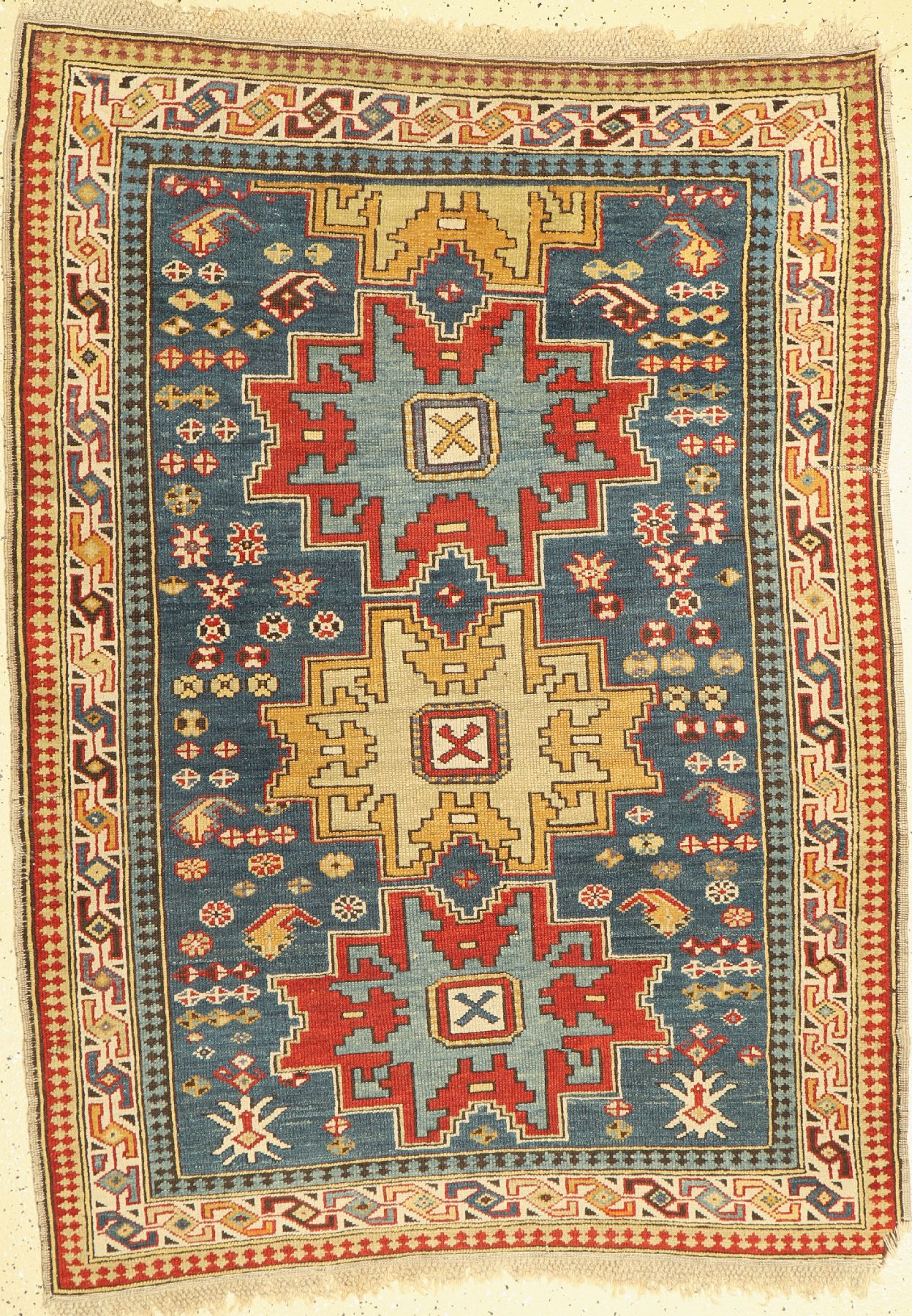 Kazak antik, Kaukasus, um 1920, Wolle auf Wolle, ca. 166 x 120 cm, EHZ: 3, (Trittfalte)