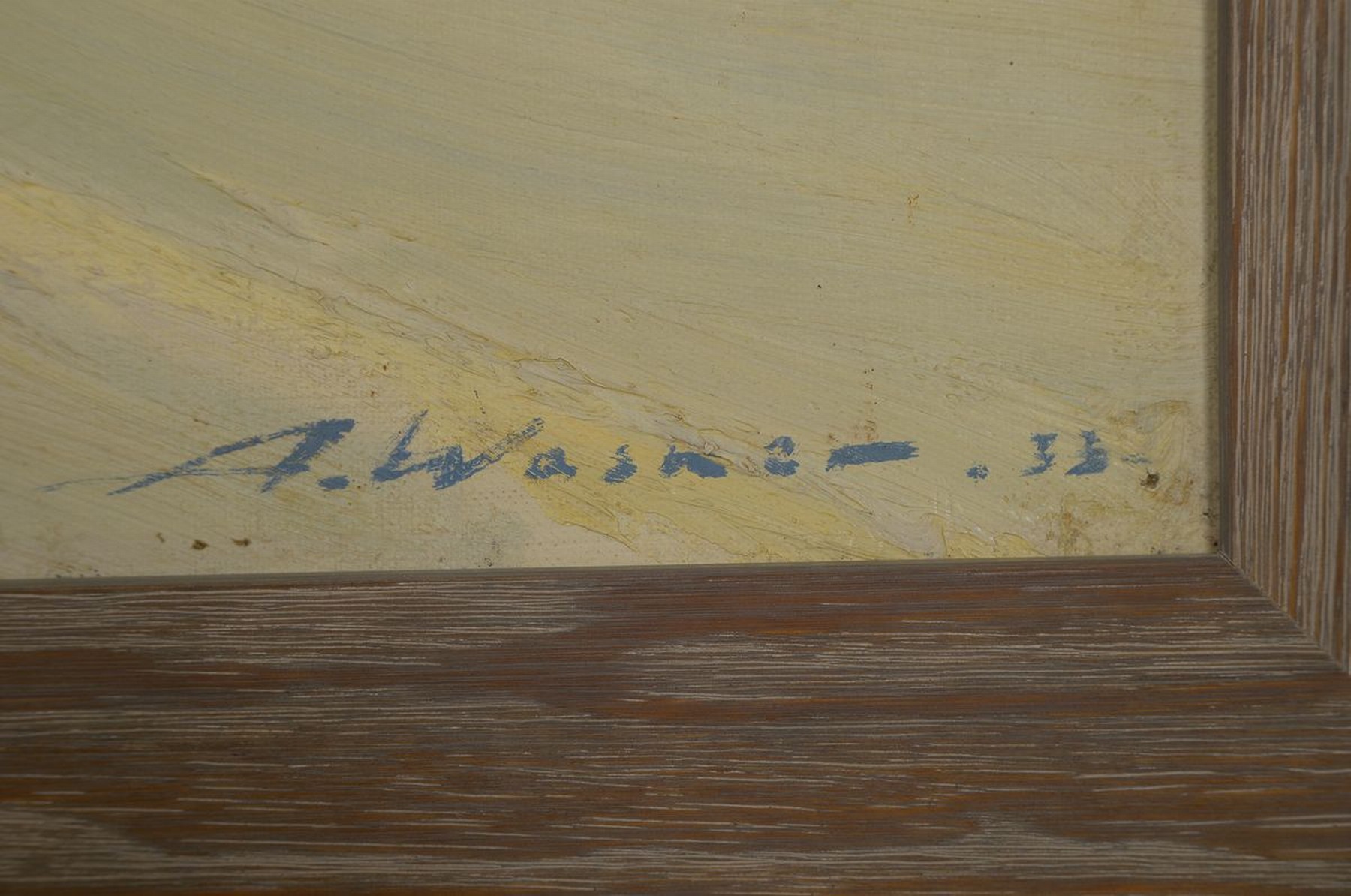 Detail a: Artur Wasner, 1887 Mittel-Laczisk/ Oberschlesien-1938/39 Breslau, Blick auf ein verschneites Gutshaus, Öl/Lwd, rechts unten signiert und dat. 33, ...