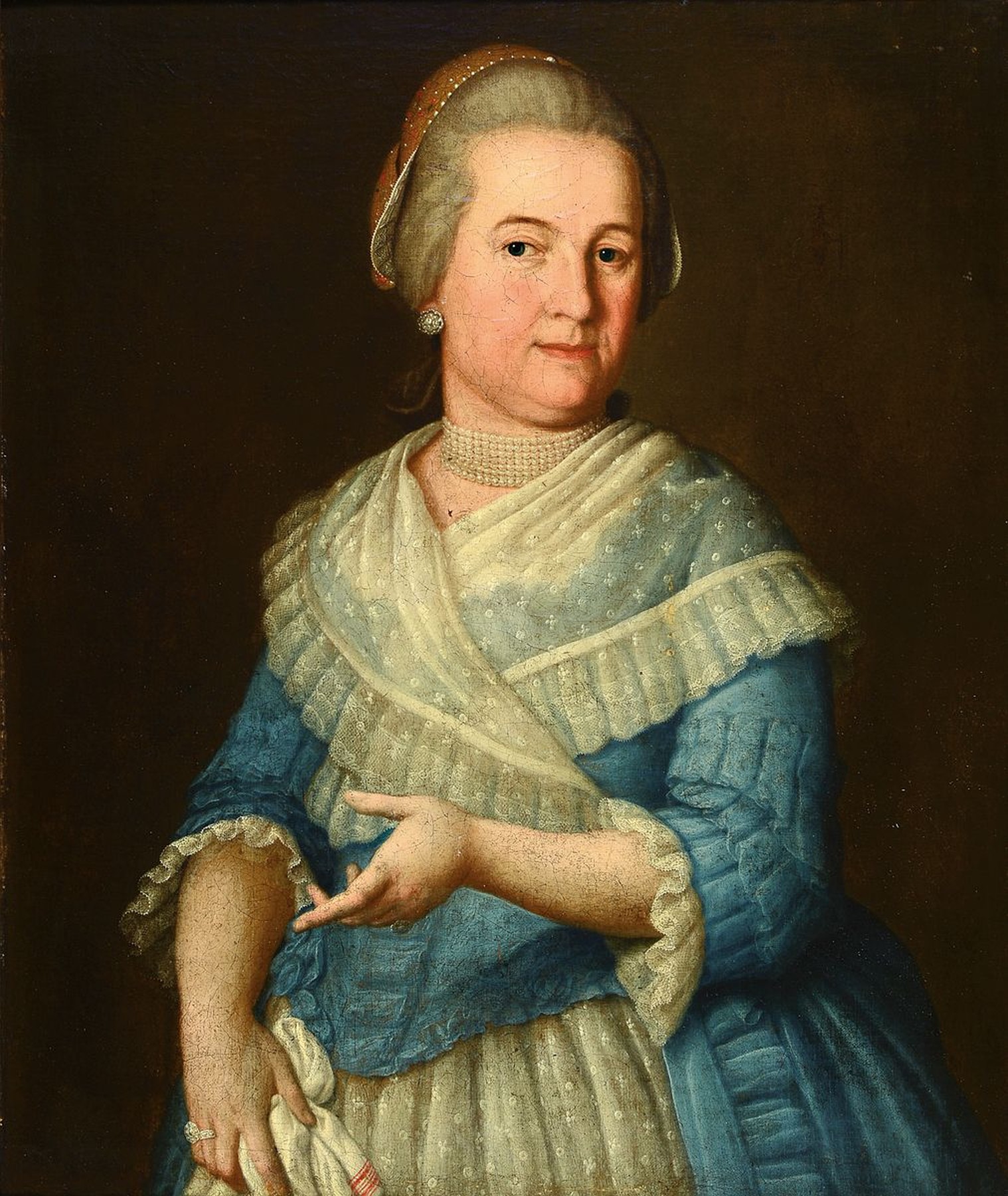 Unbekannter Künstler des Barock, deutsch, um 1760, Porträts von Mann u. Frau aus gutbürgerlichem Hause, Öl/Lwd, altersbed. krakeliert, feine ...