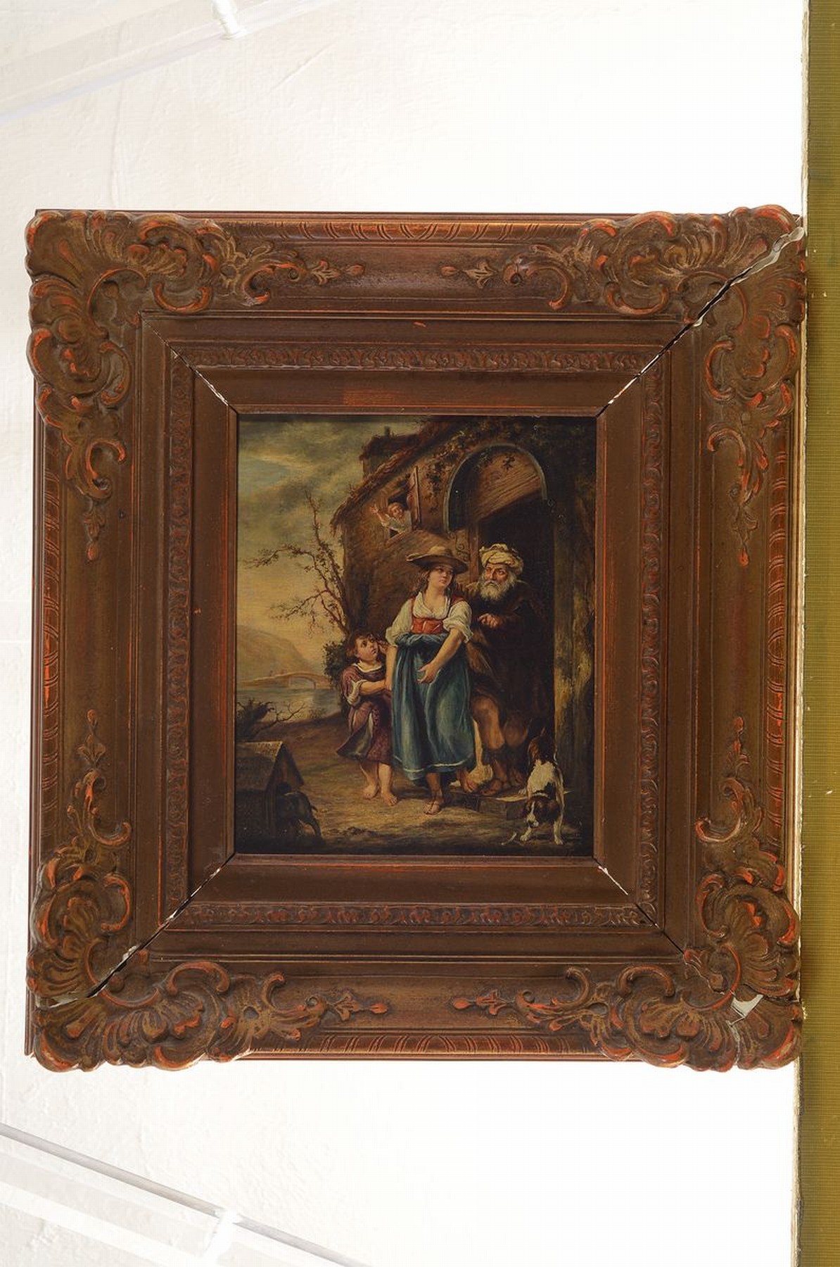 Detail k: Unbekannter Künstler, Niederlande, um 1860-70, Die Vertreibung der Hagar, Öl/Kupfer, ca. 20x16cm, R. ca. 35x32cm, dieser besch.