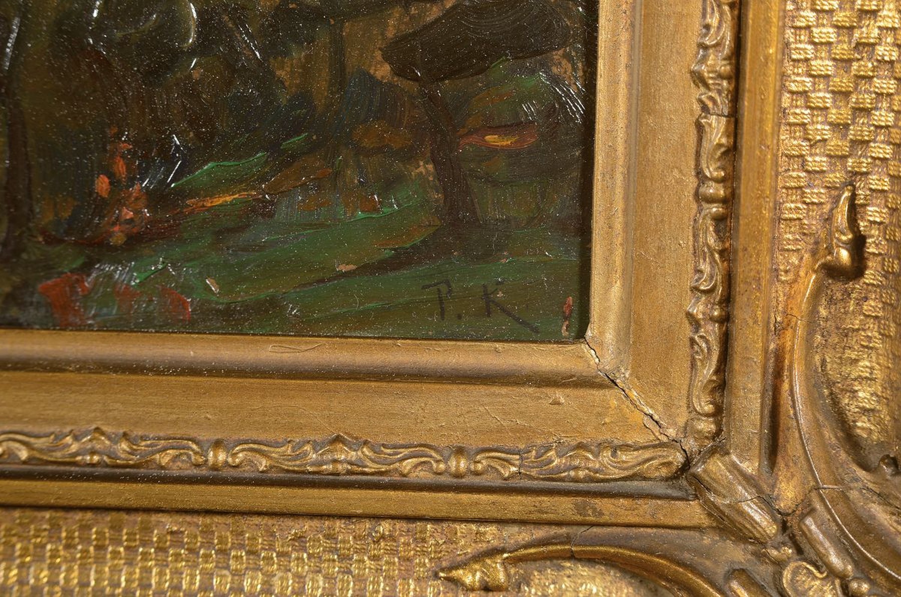 Detail a: Monogrammist P.K., 20/30er Jahre, Ansicht einer Klosterkirche in Berglage mit umgrenzender Stadt, wohl Kloster Andechs, qualitätvolle Malerei, gute ...