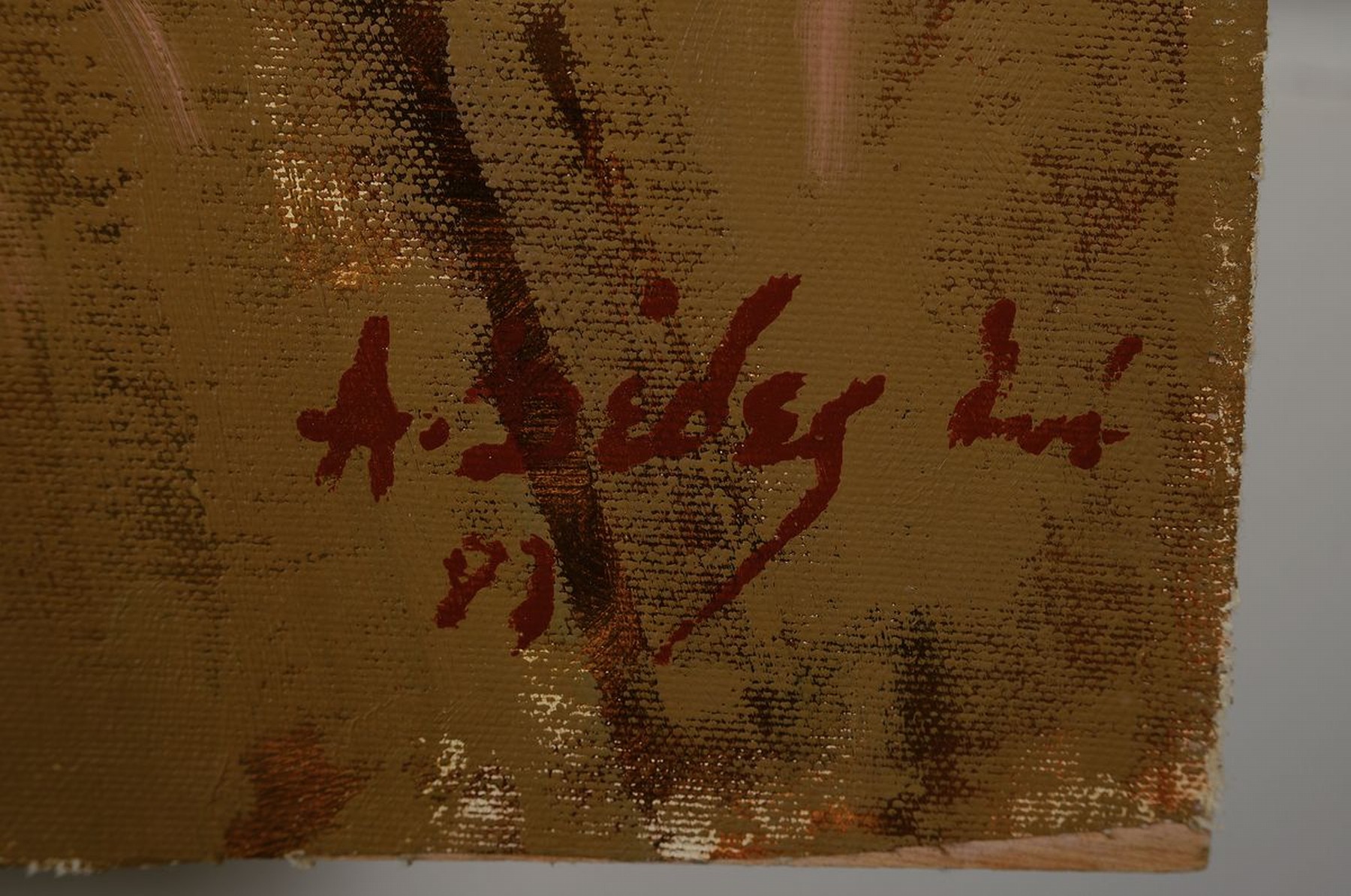 Detail a: Apostolos Dedes, geb. 1937, griechischer Expressionist,Stillleben, Acryl/Lwd/ Hartfaser, signiert und dat. 83, ca. 77x81cm