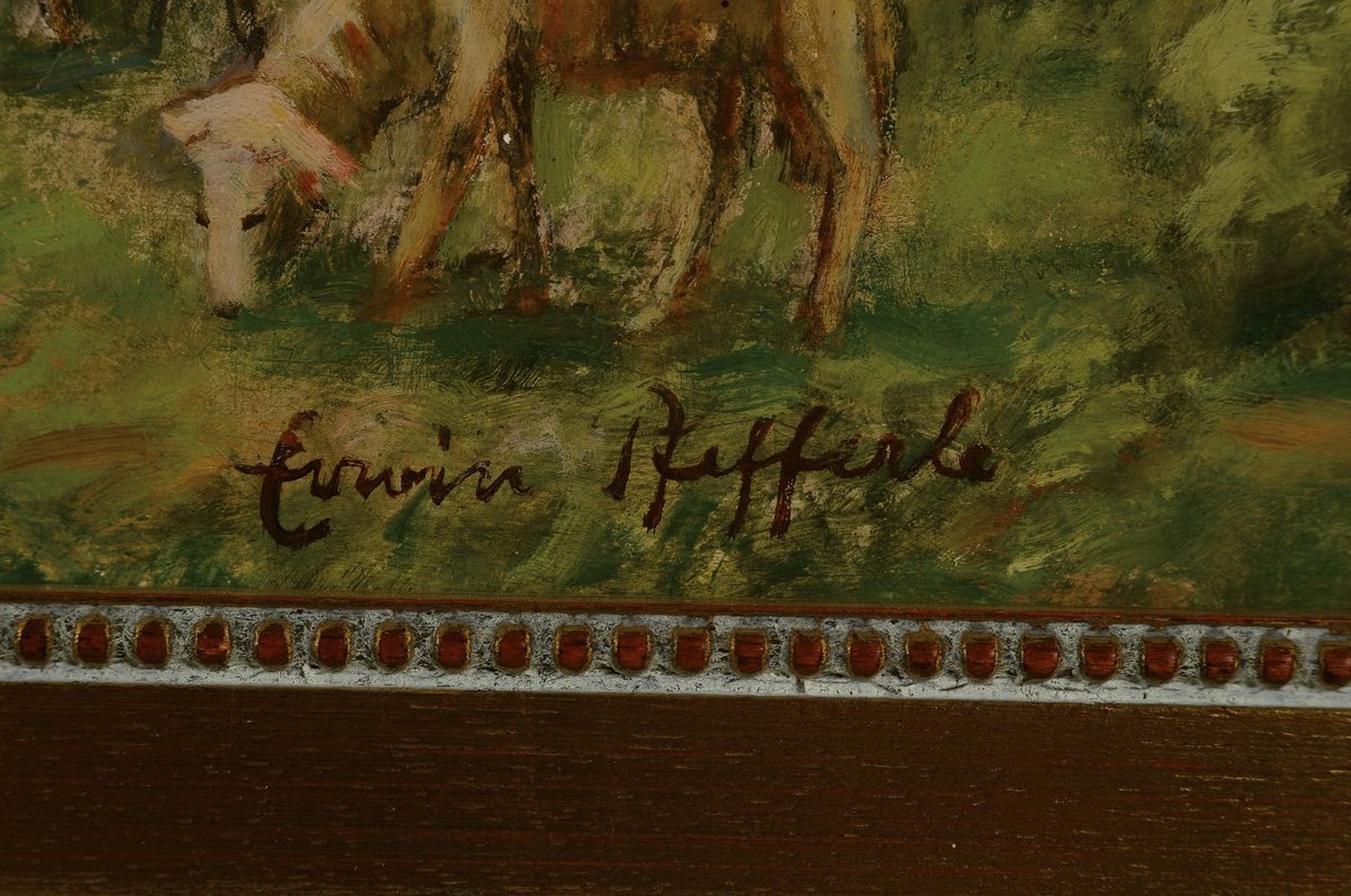Detail a: Erwin Pfefferle, 1880 Untermünstertal-1962, Studium an den Akademien München und Karlsruhe, hier: Schäfer mit seiner Herde in hügeliger ...