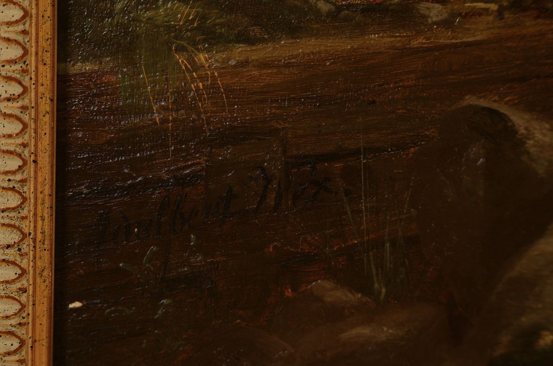Detail a: Adalbert Wex, 1867 - 1932 München, Studium bei seinem Vater Willibald Wex und an der Akademie München, hier: Landschaft im Gebirge mit ...