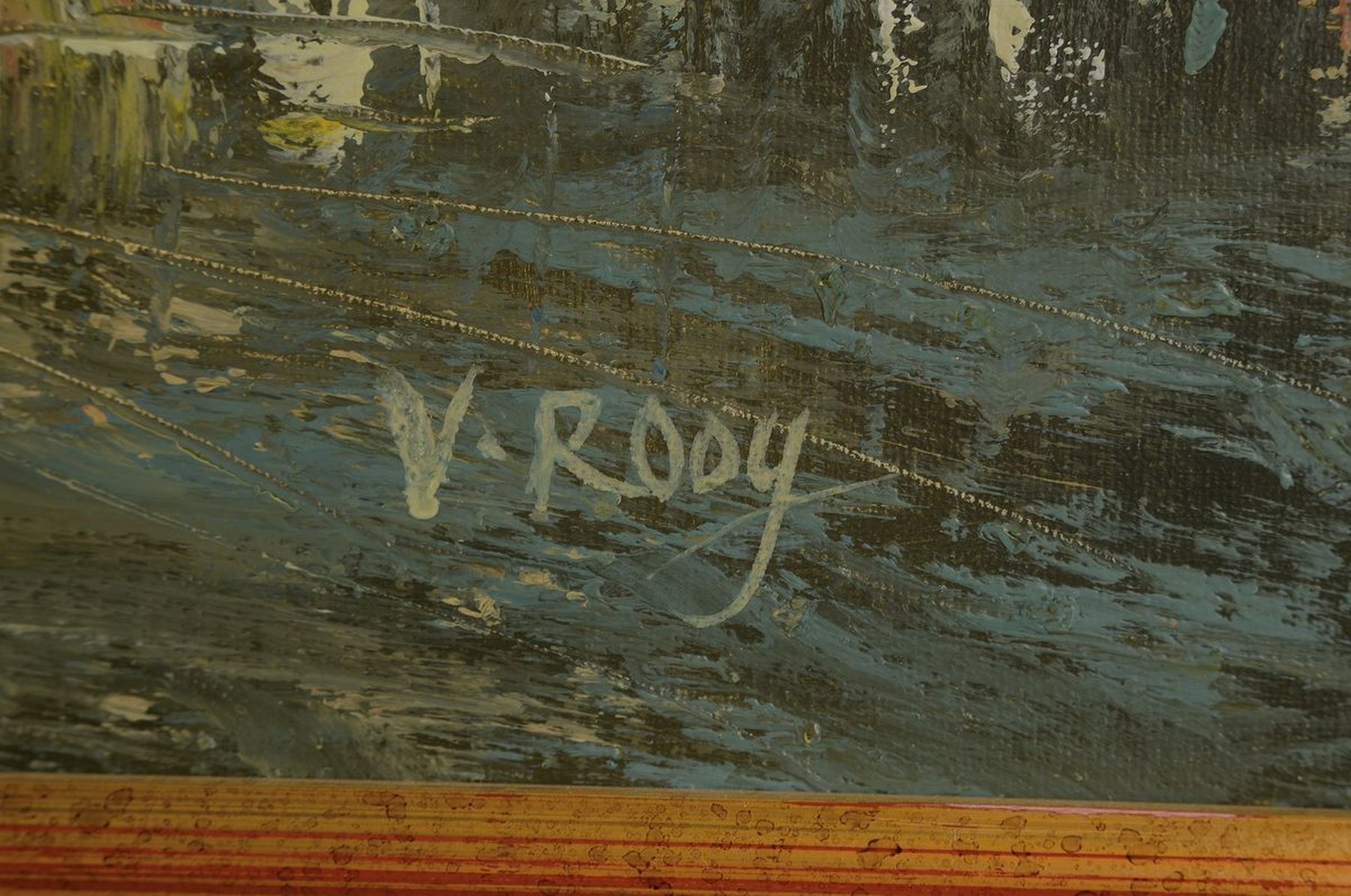 Detail c: J. van Rooy, zeitgenössischer niederländischer Künstler, 2 Pendants mit Straßenszenen aus Paris, Öl/Lwd, beide signiert, je ca. 40x50cm, R. ca. ...