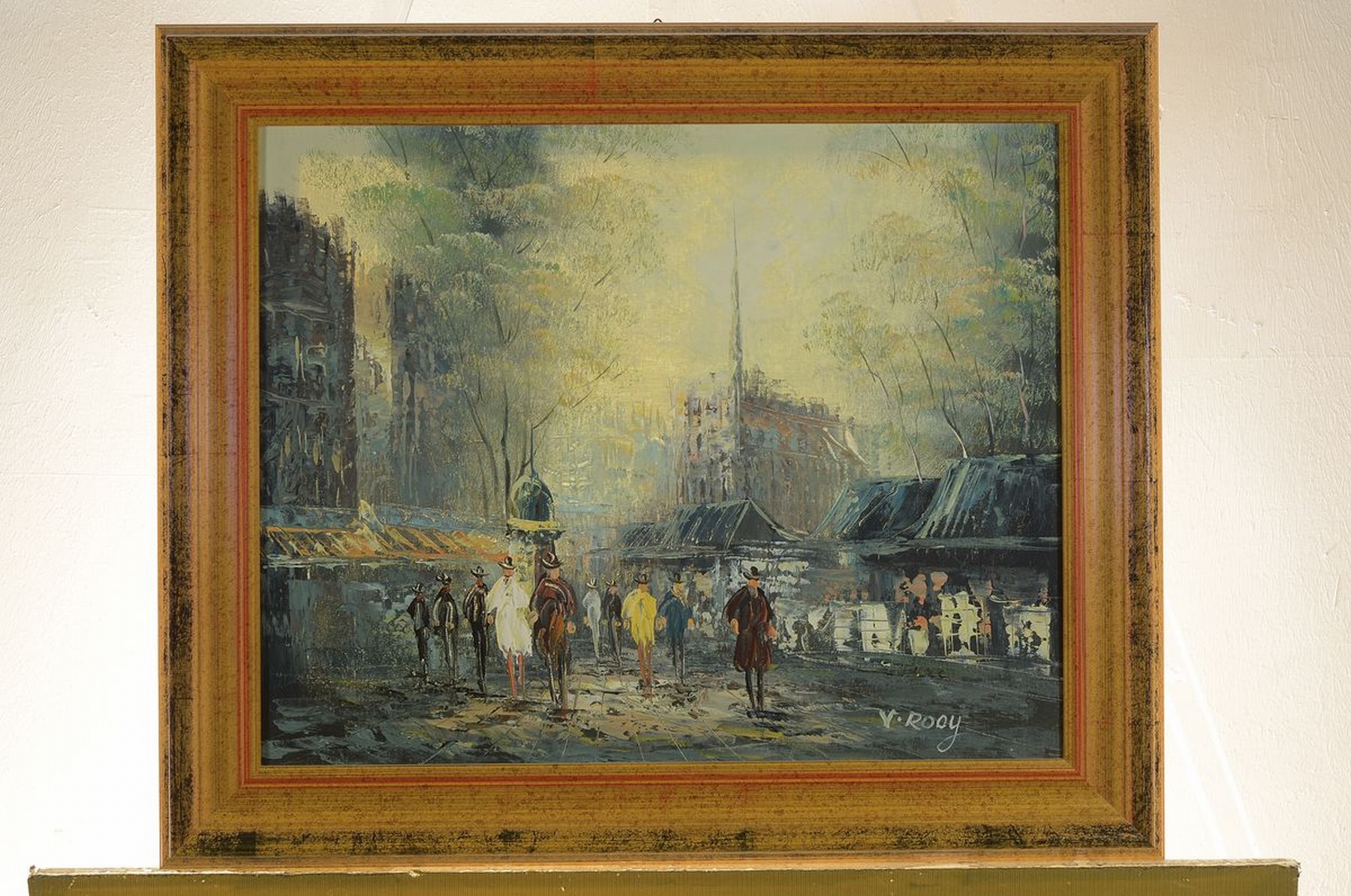 Detail k: J. van Rooy, zeitgenössischer niederländischer Künstler, 2 Pendants mit Straßenszenen aus Paris, Öl/Lwd, beide signiert, je ca. 40x50cm, R. ca. ...