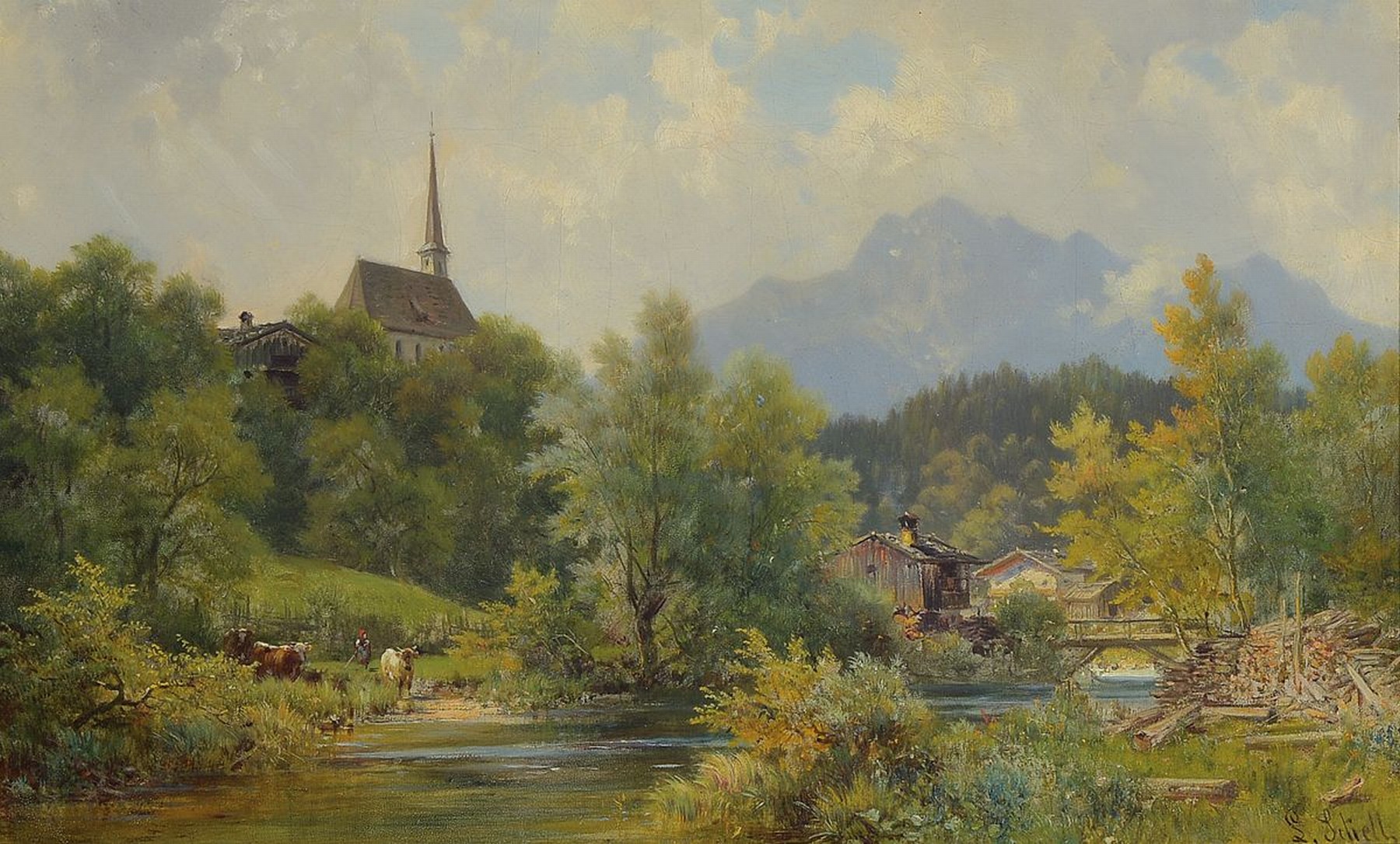 Ludwig Skell, 1842 Obergünzburg - 1905 München, ab 1859 Studium an der Akademie der Bildenden Künste in München, Vertreter des Realismus, bekannt ...