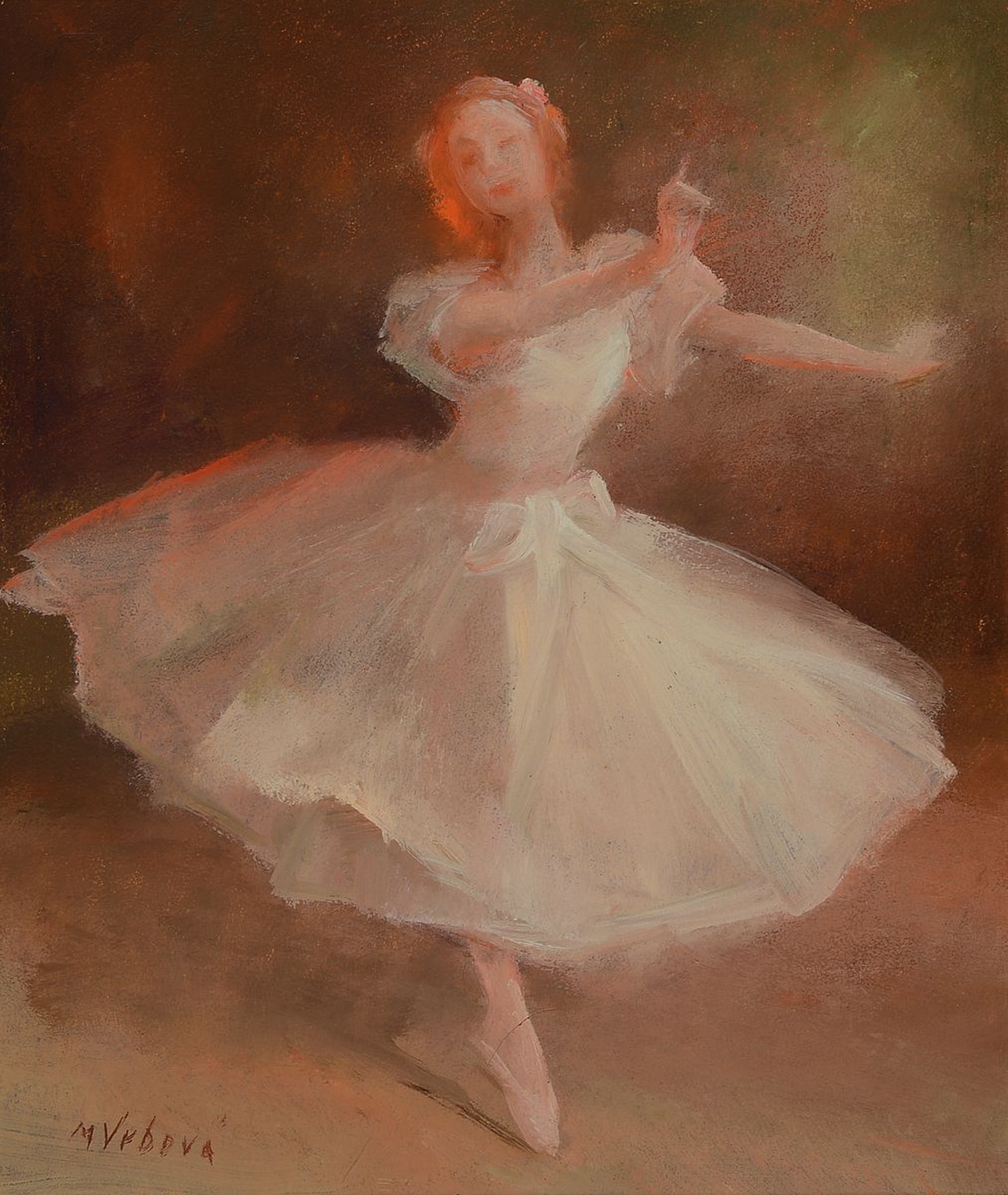 Miroslava Marie Vrbova-Stefkova, 1909 Böhmen-1991 Stuttgart, Balletttänzerin, Öl/ Hartfaser, links unten signiert, ca. 30x25cm, R. ca. 36x31cm