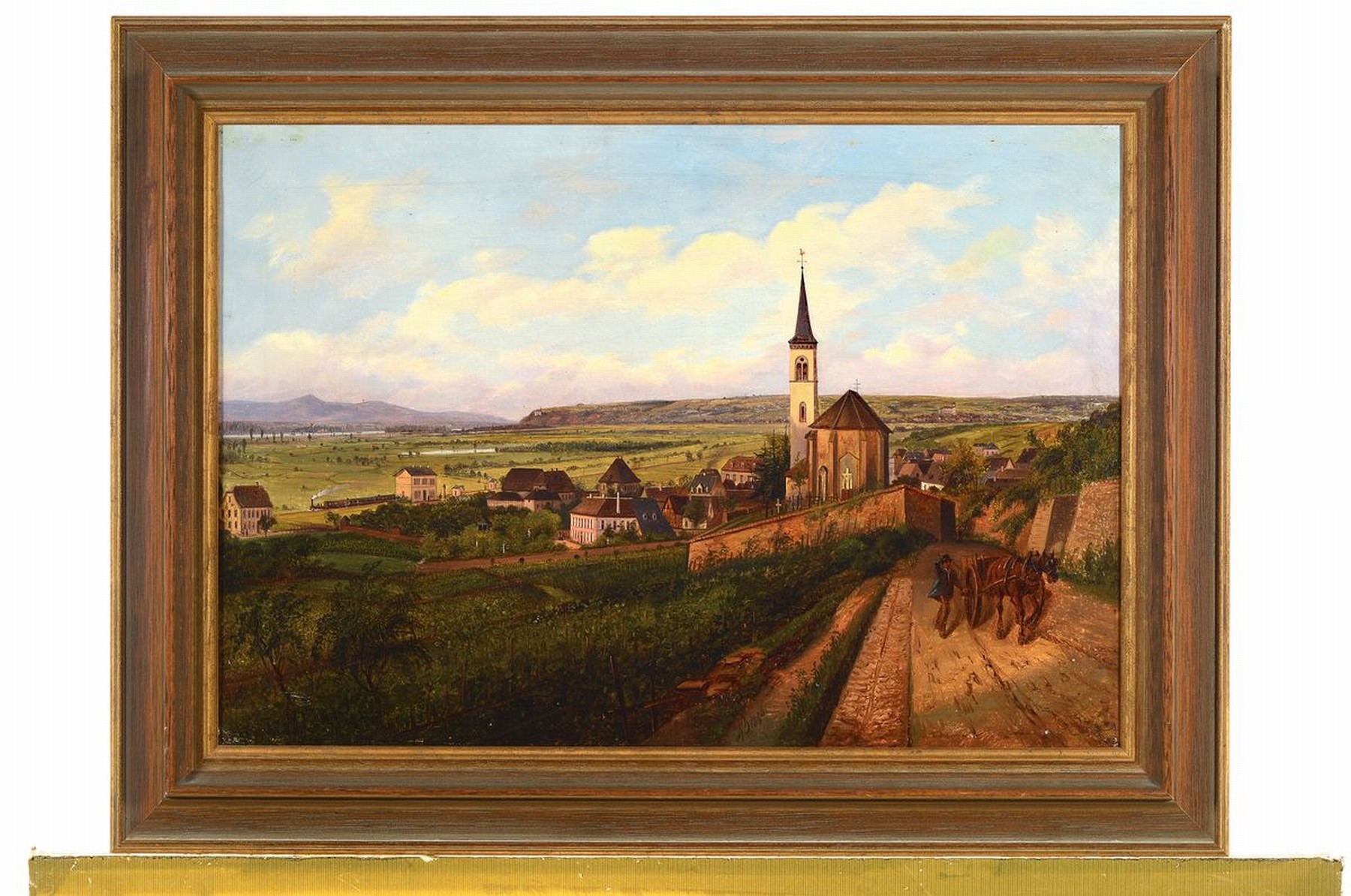Detail k: Monogrammist A.B., datiert 1856, Blick auf Laubenheim bei Mainz, im Hintergrund Bodenheim und Nackenheim, Öl/Lwd, mittig unten monogr. und dat., ca. ...