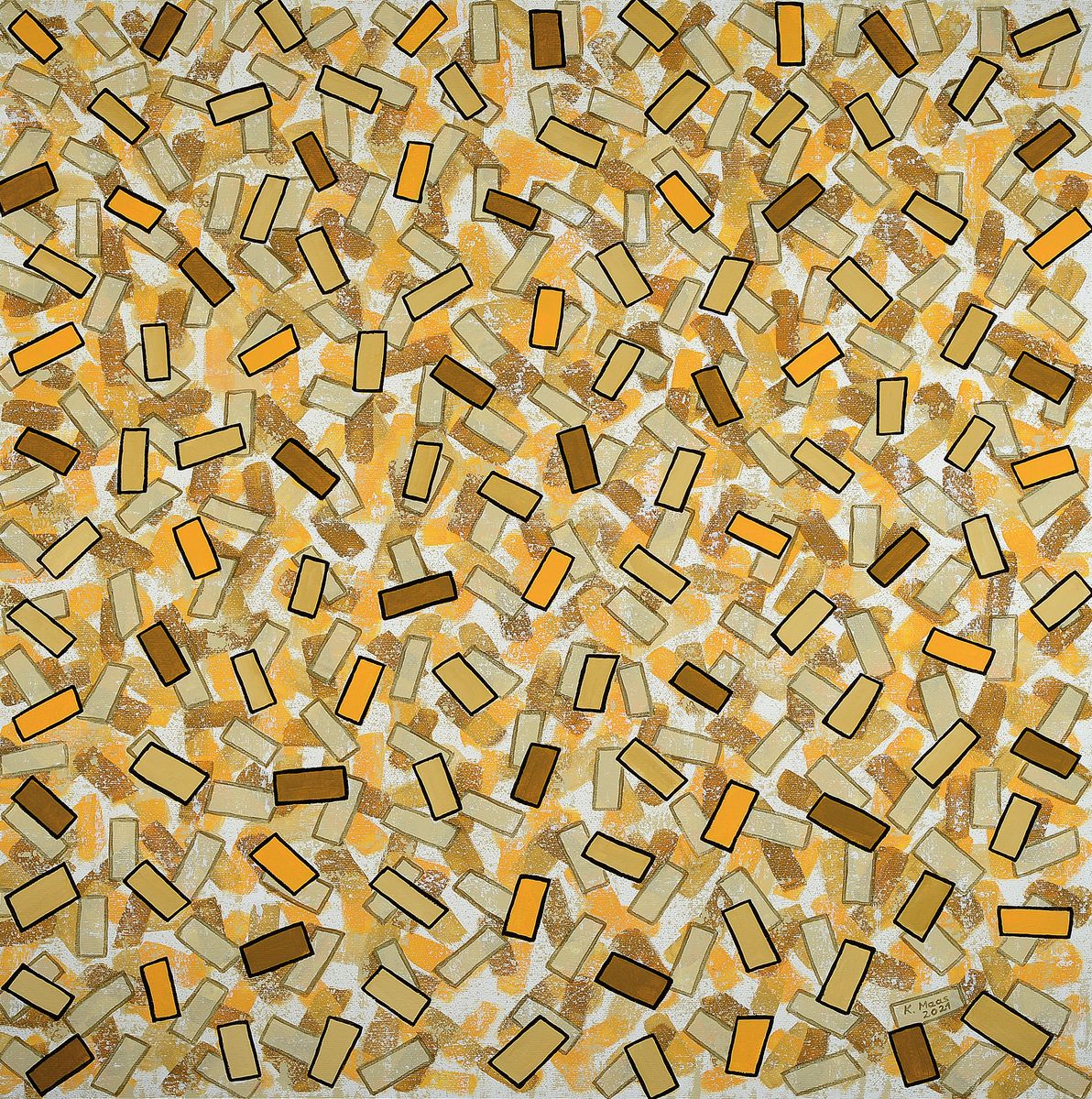 Karin Maas, geb. 1952, Messen und Ausstellungen im In-und Ausland, Hier: "Goldener Herbst", Acryl/Lwd, re. unten sign.,dat. 21, ca. 84x82 cm