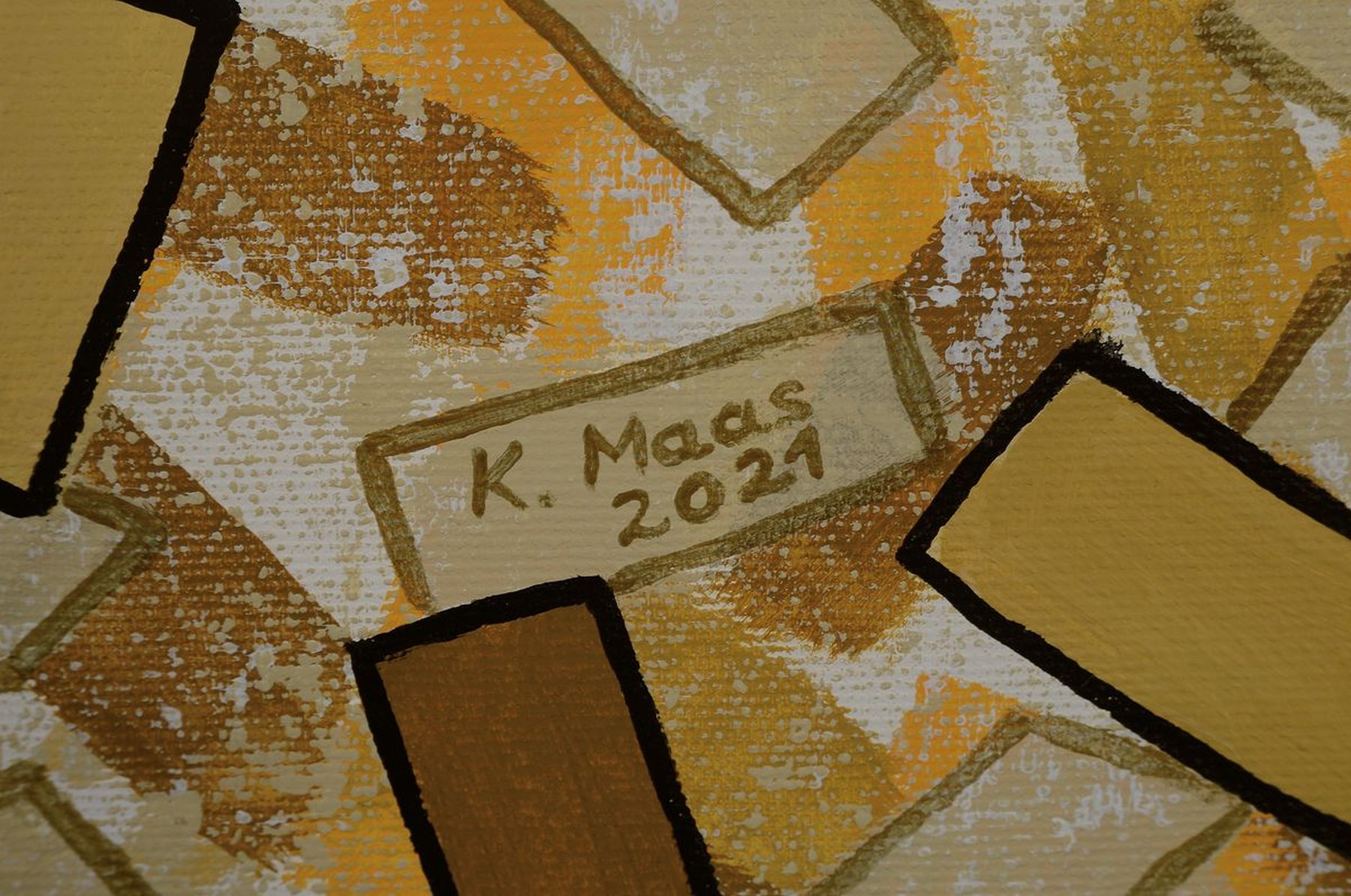 Detail a: Karin Maas, geb. 1952, Messen und Ausstellungen im In-und Ausland, Hier: "Goldener Herbst", Acryl/Lwd, re. unten sign.,dat. 21, ca. 84x82 cm