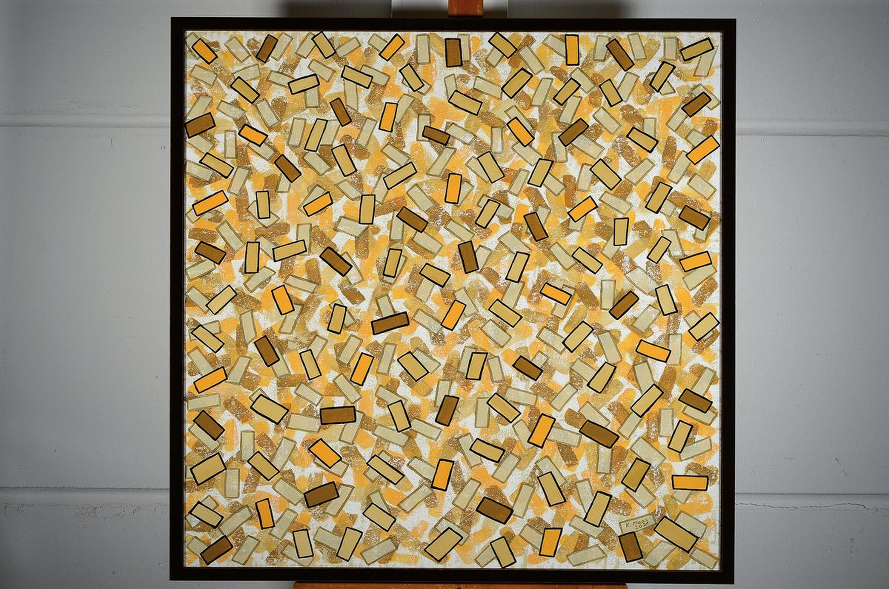 Detail k: Karin Maas, geb. 1952, Messen und Ausstellungen im In-und Ausland, Hier: "Goldener Herbst", Acryl/Lwd, re. unten sign.,dat. 21, ca. 84x82 cm