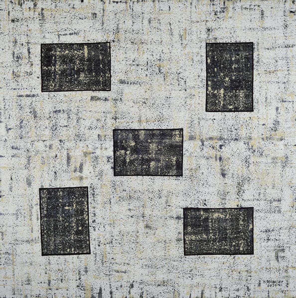 Karin Maas, geb. 1952, Messen und Ausstellungen im In-und Ausland, Hier: Schwarz-weiß oder grau, re. u. sign., dat. 21,ca. 84x82 cm