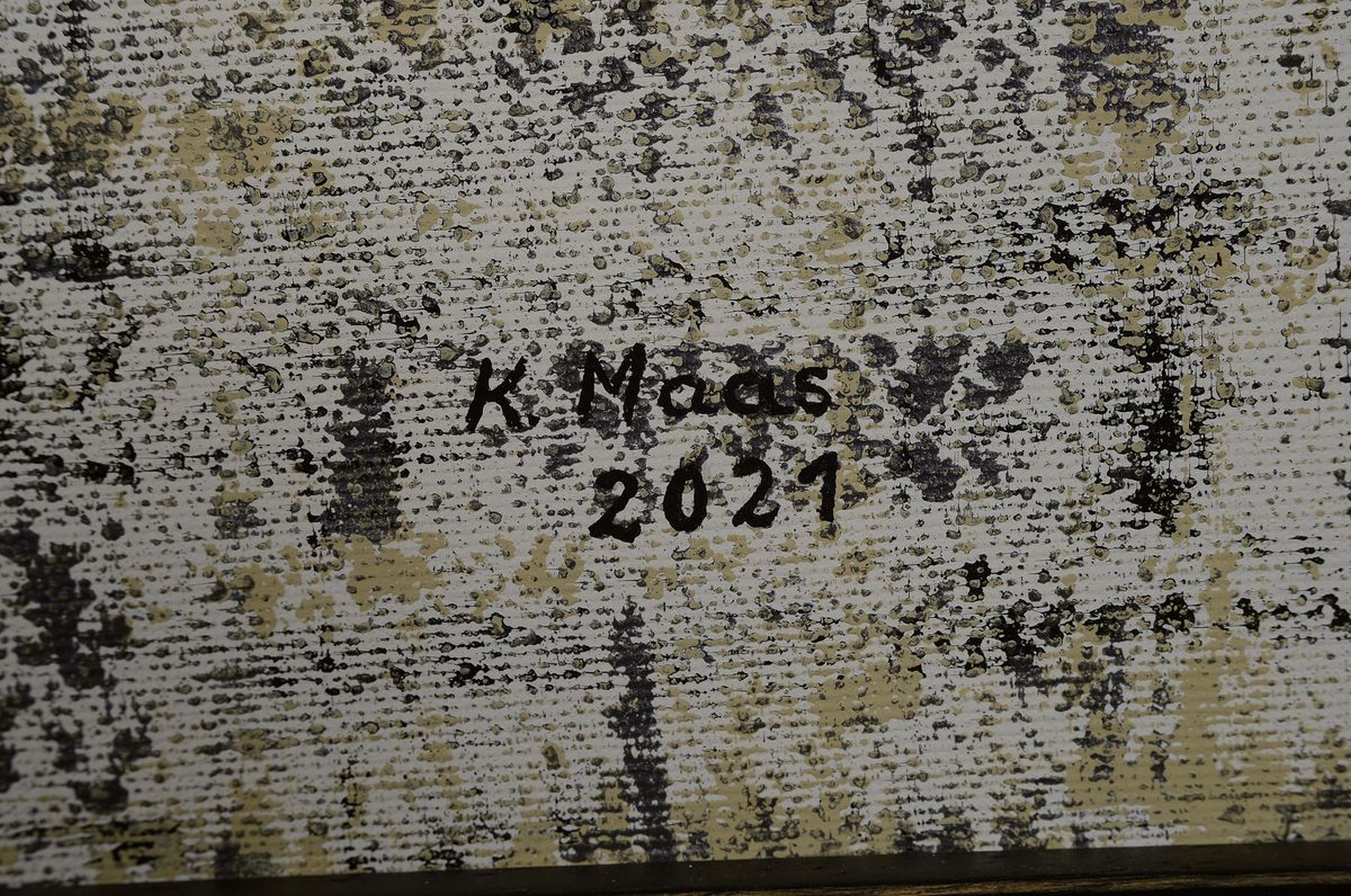 Detail a: Karin Maas, geb. 1952, Messen und Ausstellungen im In-und Ausland, Hier: Schwarz-weiß oder grau, re. u. sign., dat. 21,ca. 84x82 cm