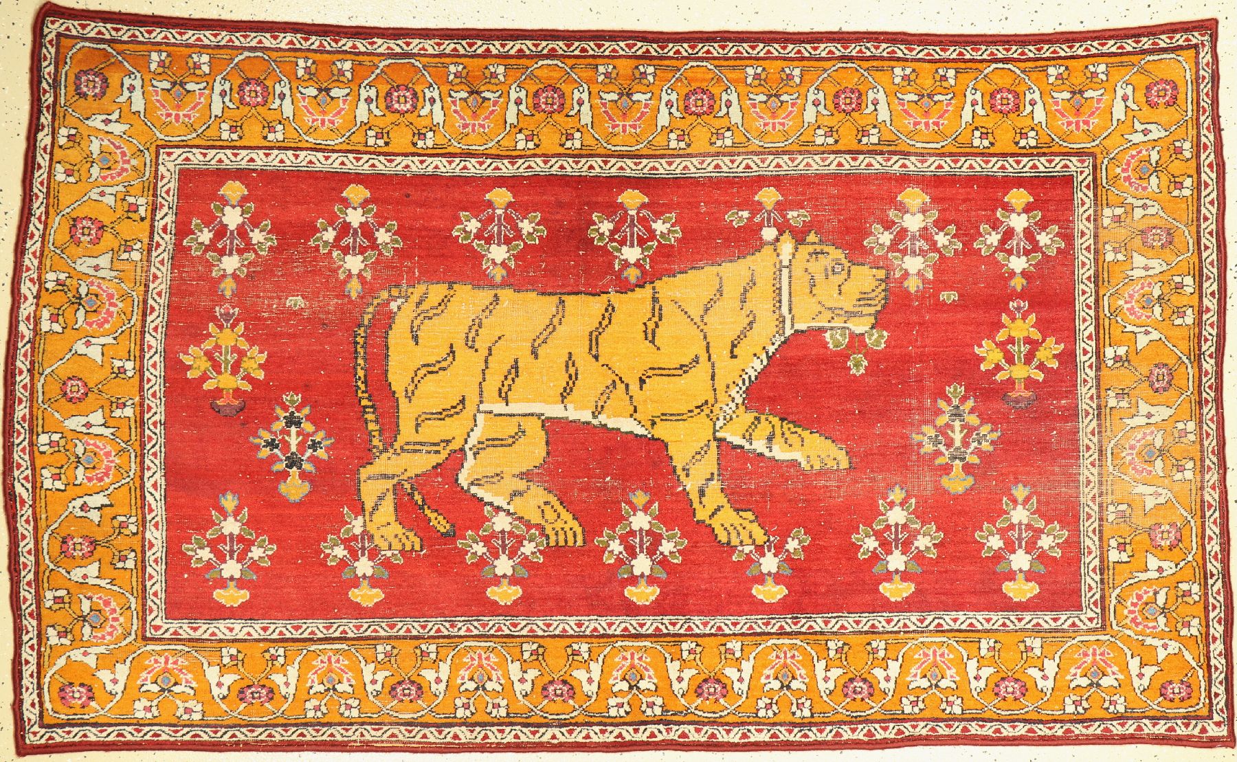 Tigerteppich, Ostturkestan, um 1920, Wolle geknüpft auf Baumwolle,ca, 210 x 125 cm, EHZ:3-4(Altersbedingter Zustand)
