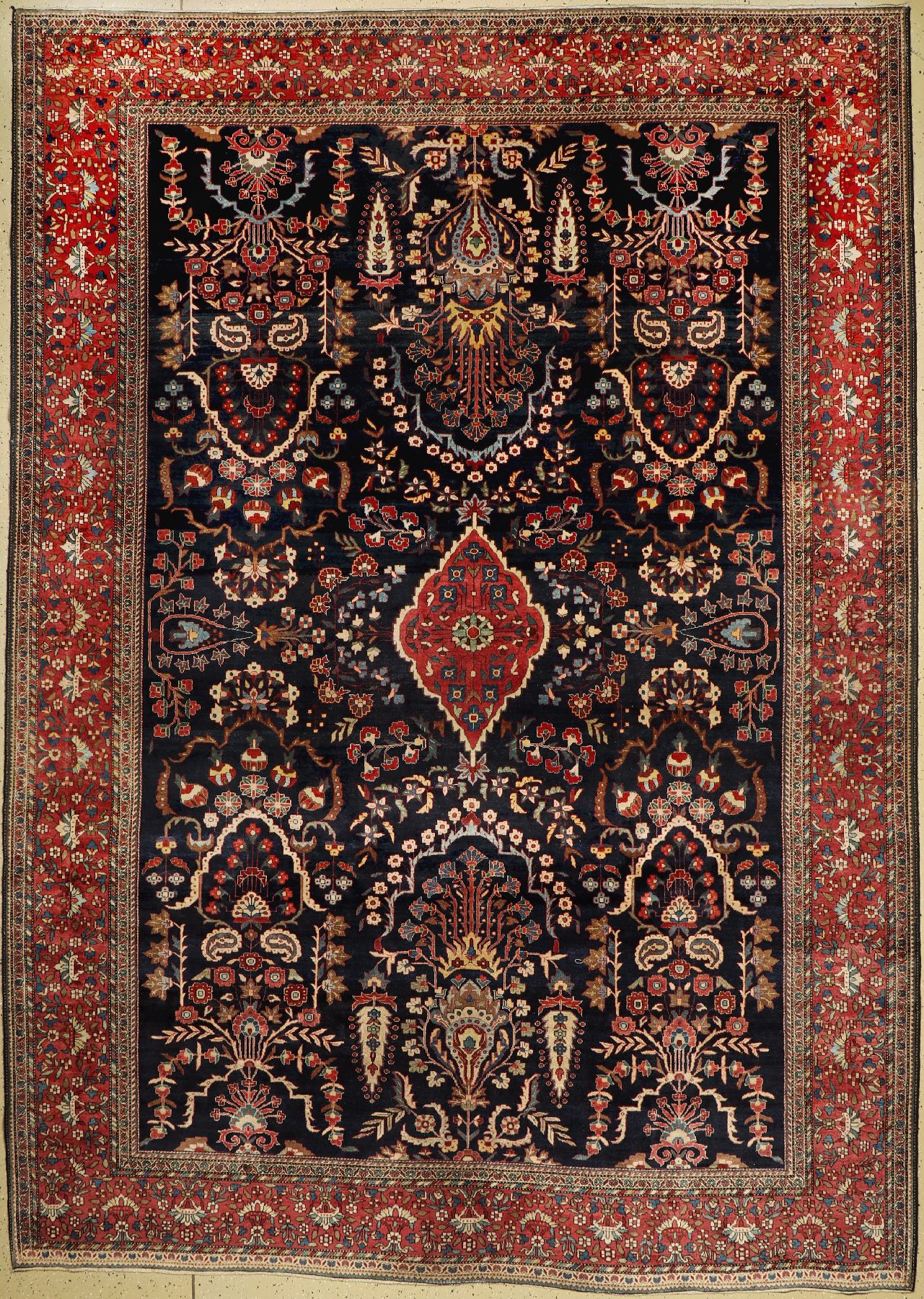 Antiker feiner Farahan, Persien, Ende 19 Jhd, Korkwolle geknüpft auf Baumwolle, ca. 366 x 261 cm, EHZ: 2-3