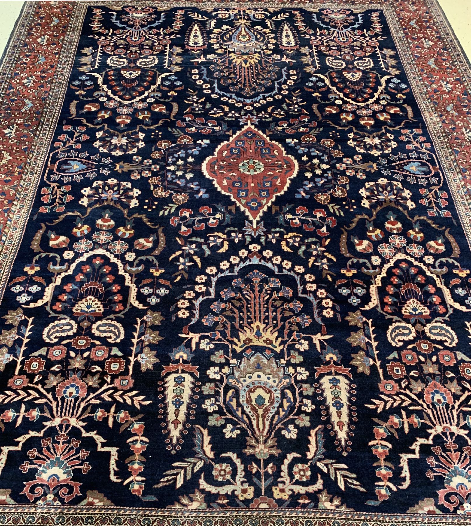 Detail a: Antiker feiner Farahan, Persien, Ende 19 Jhd, Korkwolle geknüpft auf Baumwolle, ca. 366 x 261 cm, EHZ: 2-3