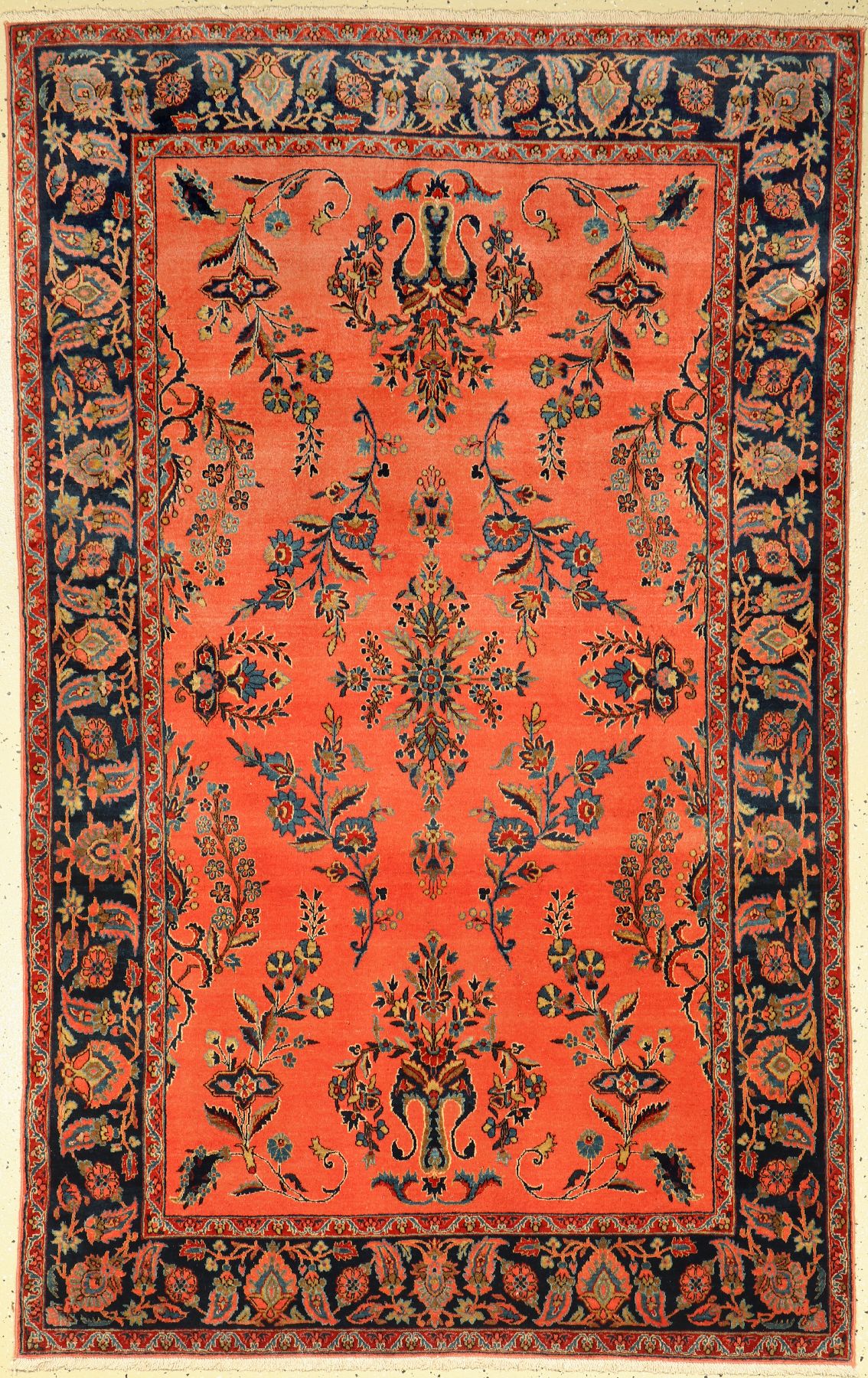 Feiner Manchester Keschan, Persien, um 1910/1920, Korkwolle geknüpft auf Baumwolle, ca. 201 x 127 cm, EHZ: 2-3(guter Zustand).