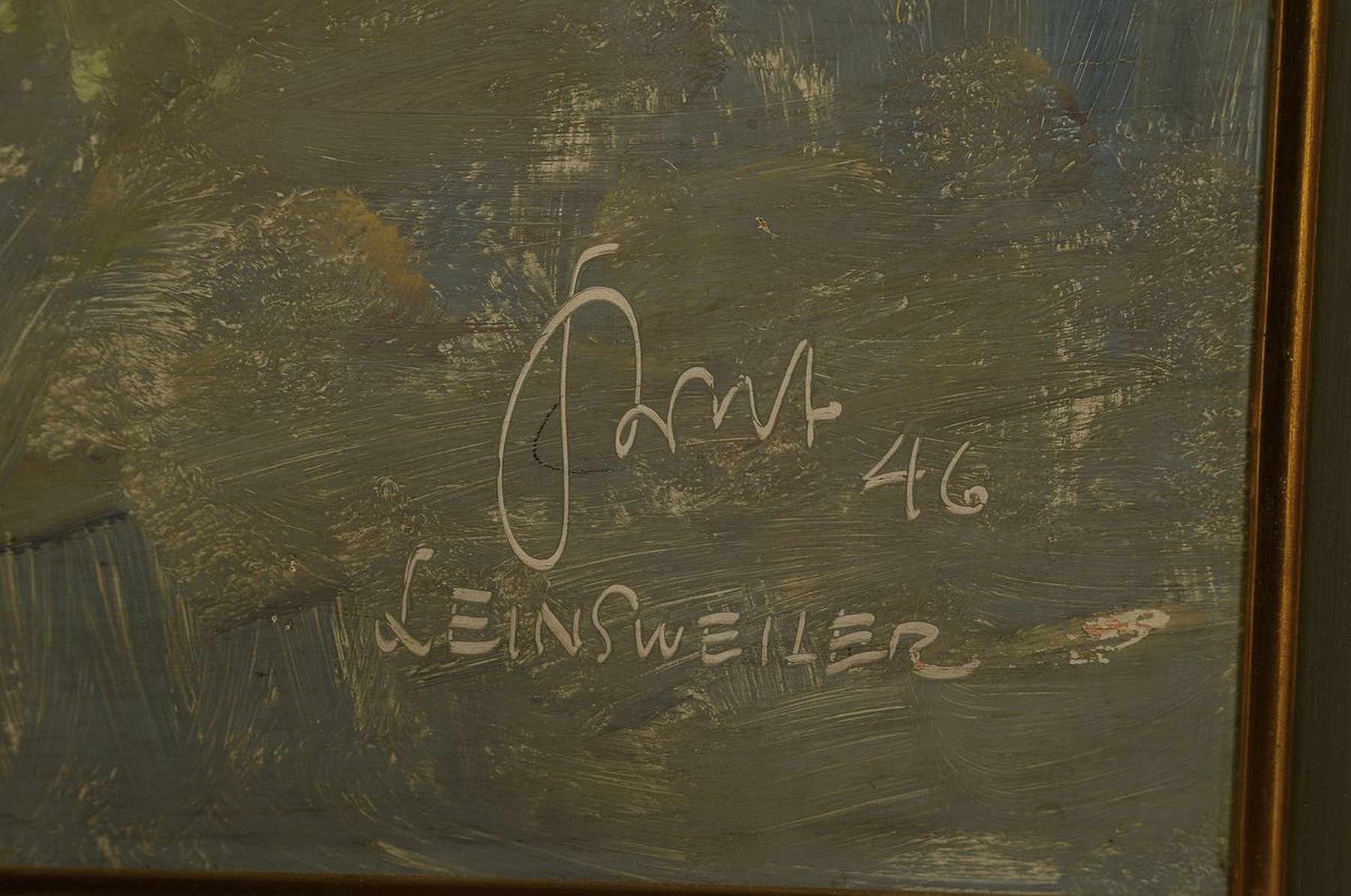 Detail a: Karl Graf, 1902-1986 Speyer, Blick in die Straßenflucht von Leinsweiler, im Hintergrund der Slevogthof, rechts unten signiert u. bez., Alterssp., ...