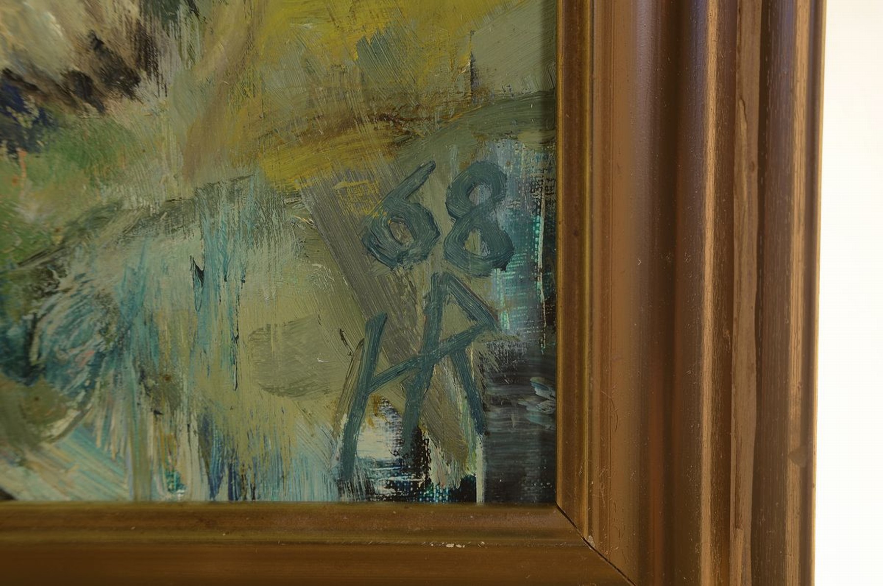 Detail c: Heinz Reiss, 1923-2012 Haßloch, Sitzender Dackel im Garten, Öl/Lwd, rechts unten monogr. und dat. 68, ca. 50x40cm, R. ca. 59x49cm 0