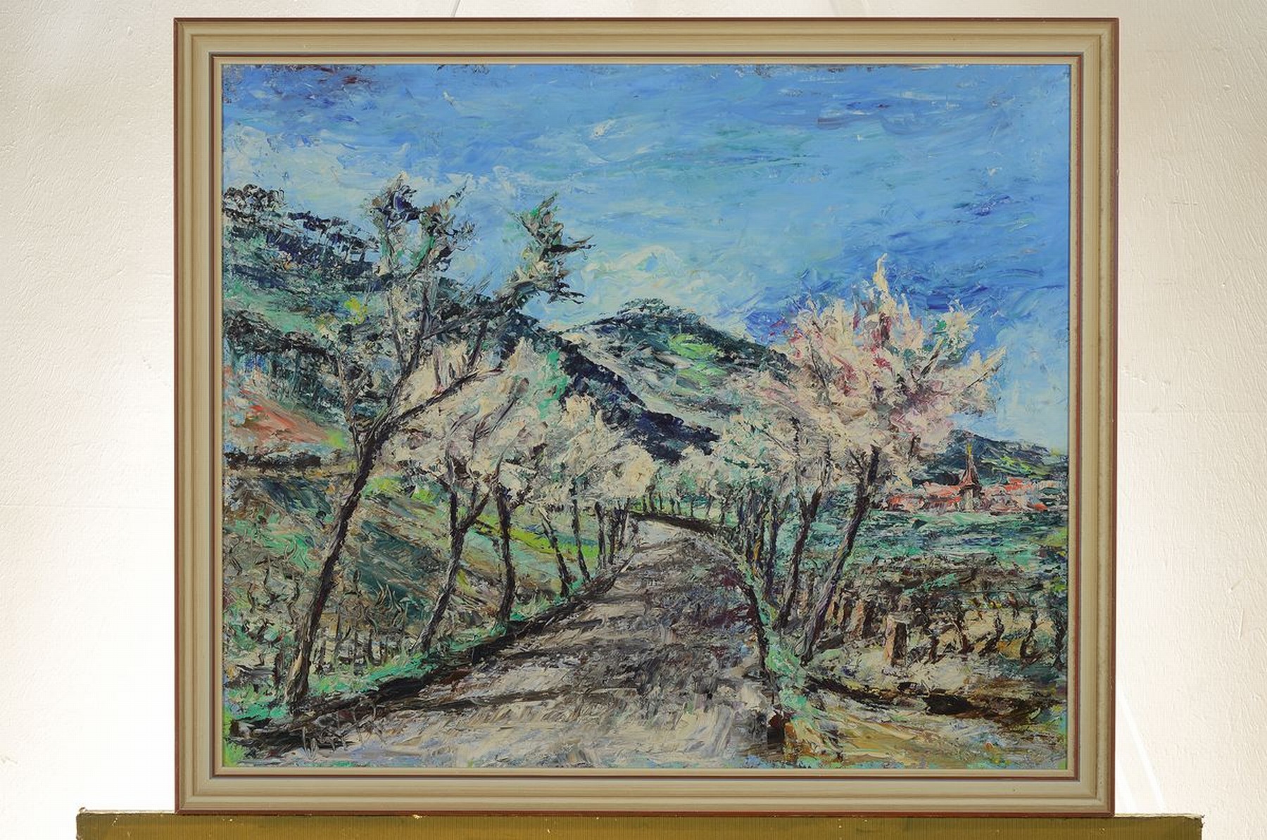 Detail k: Heinz Reiss, 1923-2012 Haßloch, Blühende Obstbäume, Öl/Hartfaser, monogr., ca. 50x60cm, R. ca. 55x65cm