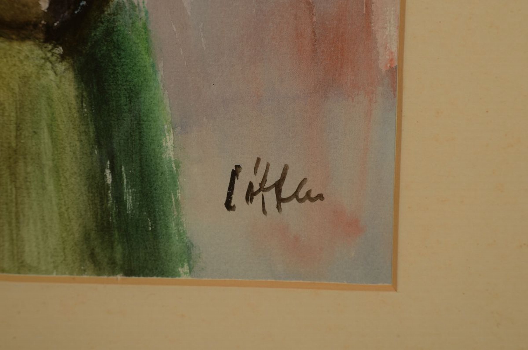 Detail a: Paul Löffler, 1938-1995 Mannheim, Lastkähne unterm Kran, Aquarell auf Papier, rechts unten signiert, ca. 46x60cm, PP, u.Gl., R. ca. 67x77cm