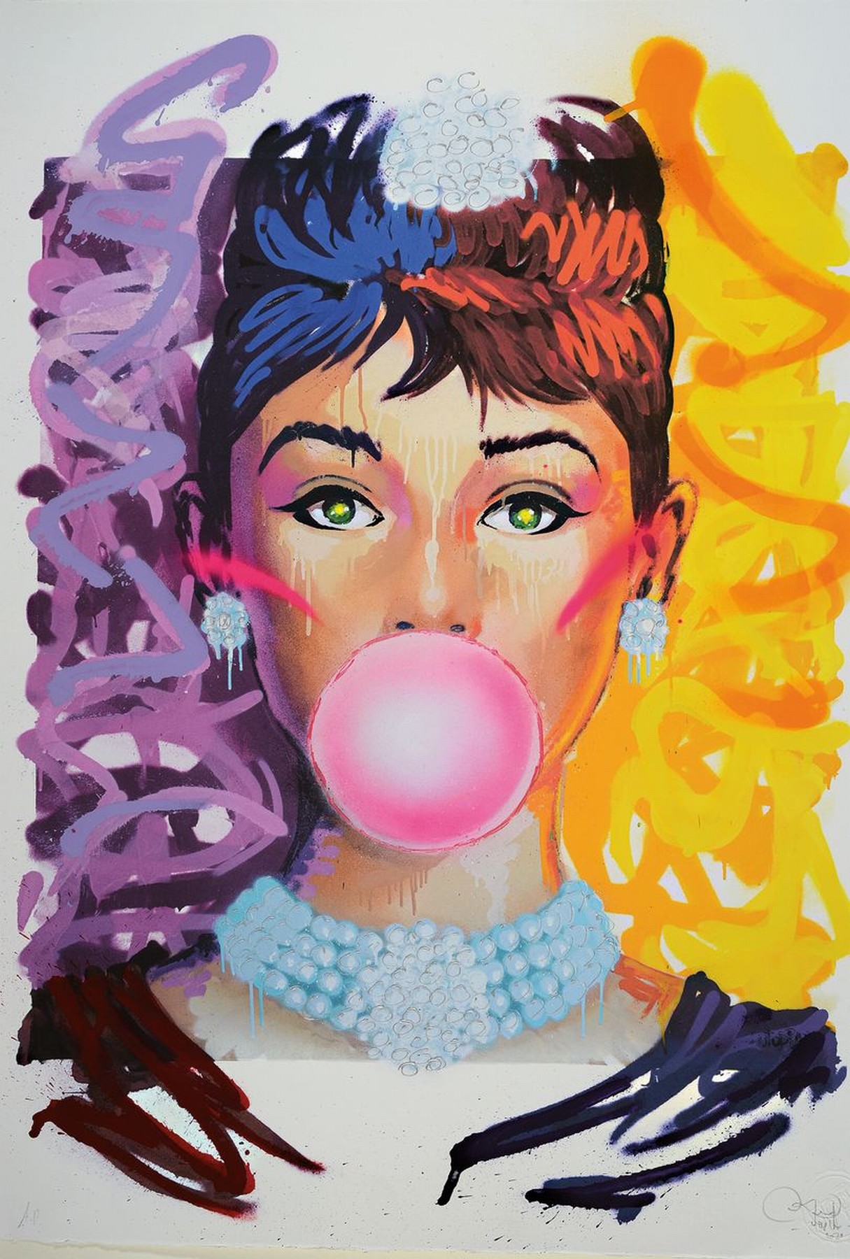 Utopia, Konvolut aus 3 Werken, "Carnation Revolution", "I see you", "Audrey Hepburn bubble gum, Acryl/Papier, Giclee, Mixed ...