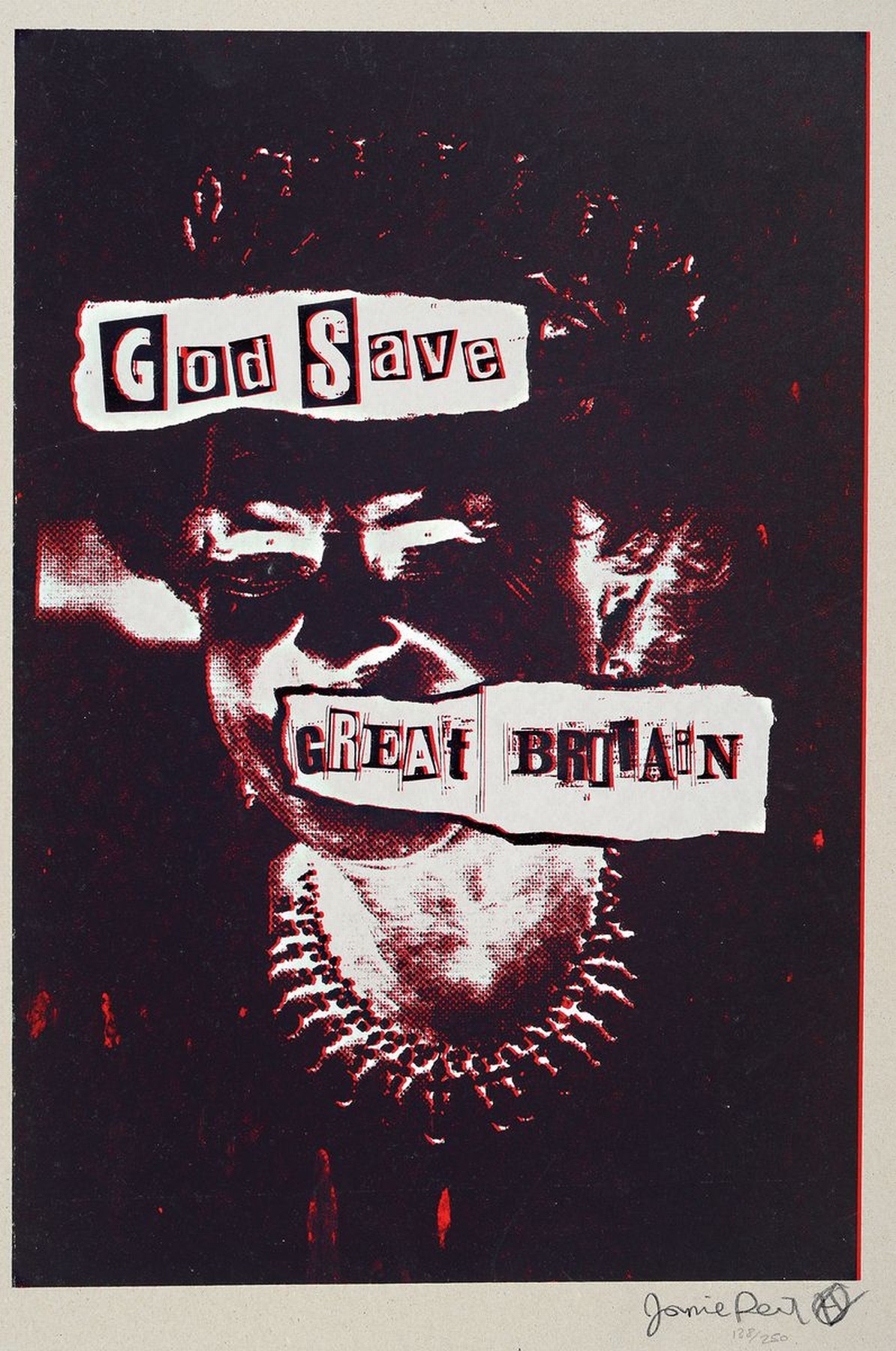 Detail k: Jamie Reid, geb. 1947, Farbserigrafie/Karton, sign., num. 138/250, ca. 62x43 cm