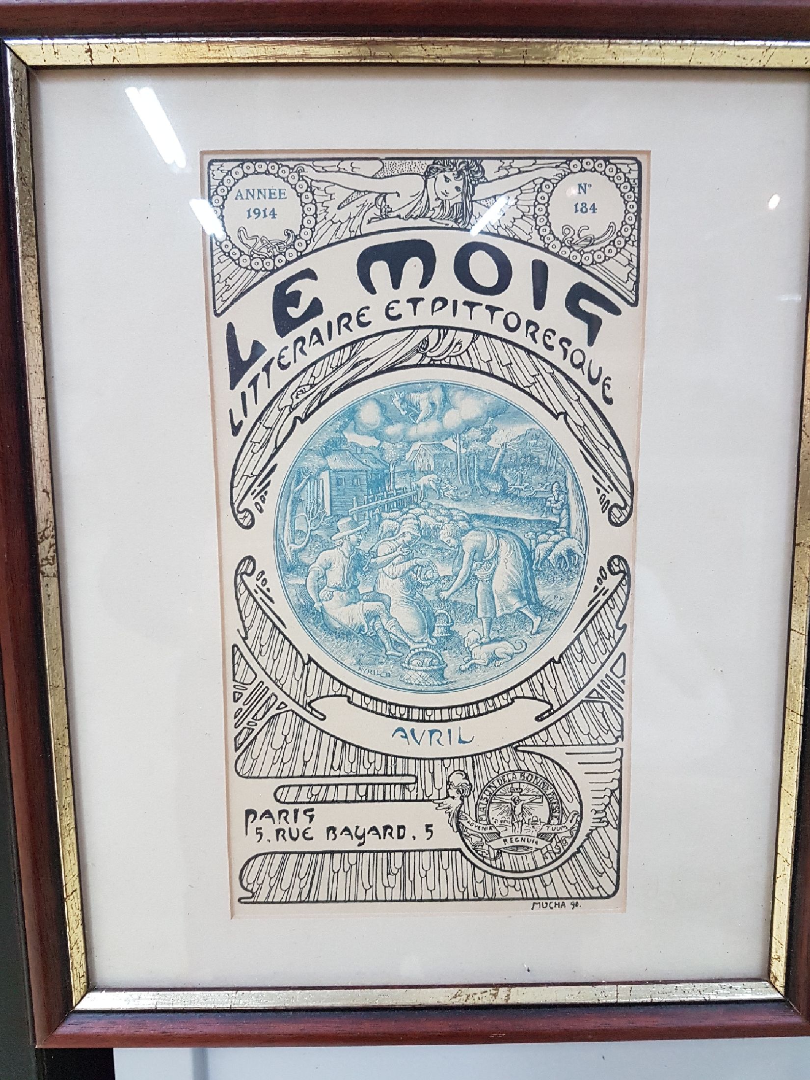 Detail a: Alphonse Mucha, 1860 Elbenschütz (Mähren)-1939 Prag, Lithographie, 5 Titelblätter der Zeitschrift "Le Mois-Litteraire et Pittoresque", ...