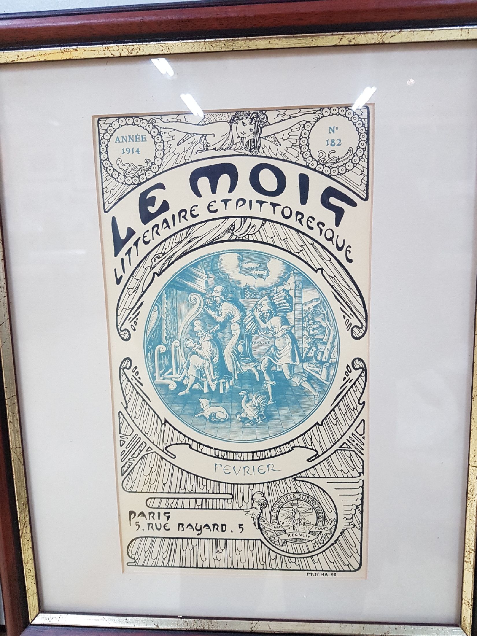 Detail b: Alphonse Mucha, 1860 Elbenschütz (Mähren)-1939 Prag, Lithographie, 5 Titelblätter der Zeitschrift "Le Mois-Litteraire et Pittoresque", ...
