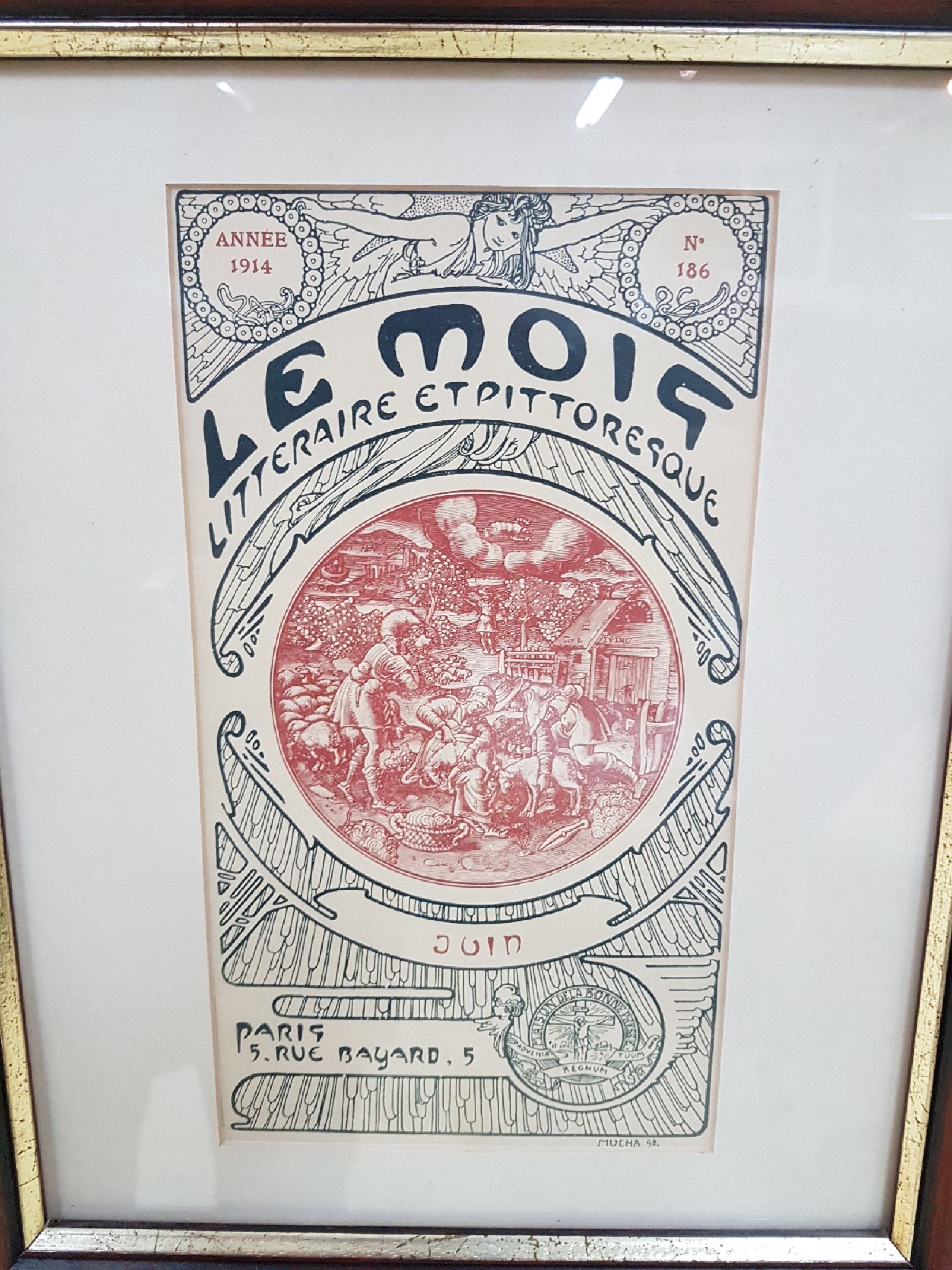 Detail c: Alphonse Mucha, 1860 Elbenschütz (Mähren)-1939 Prag, Lithographie, 5 Titelblätter der Zeitschrift "Le Mois-Litteraire et Pittoresque", ...