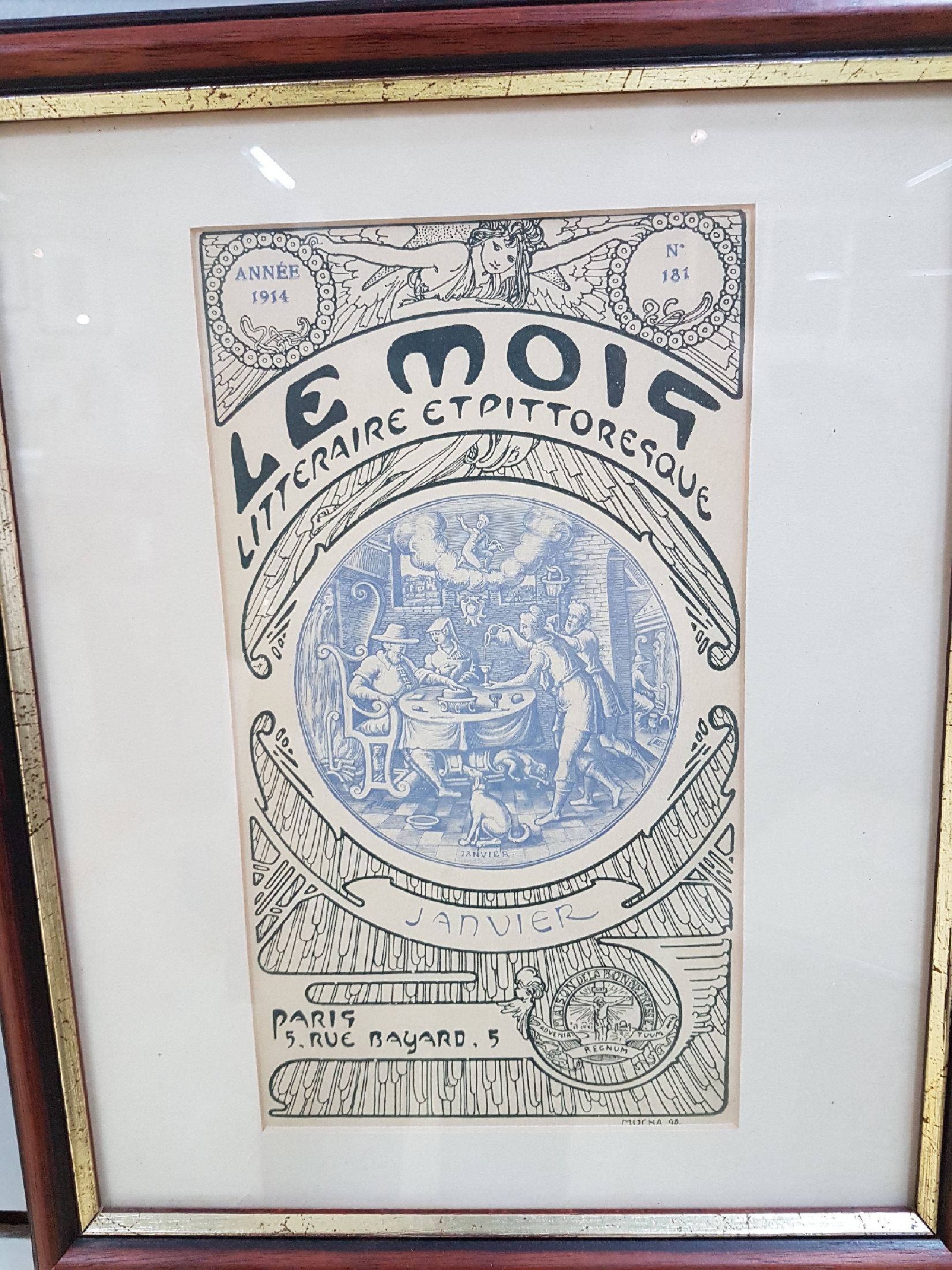 Detail d: Alphonse Mucha, 1860 Elbenschütz (Mähren)-1939 Prag, Lithographie, 5 Titelblätter der Zeitschrift "Le Mois-Litteraire et Pittoresque", ...