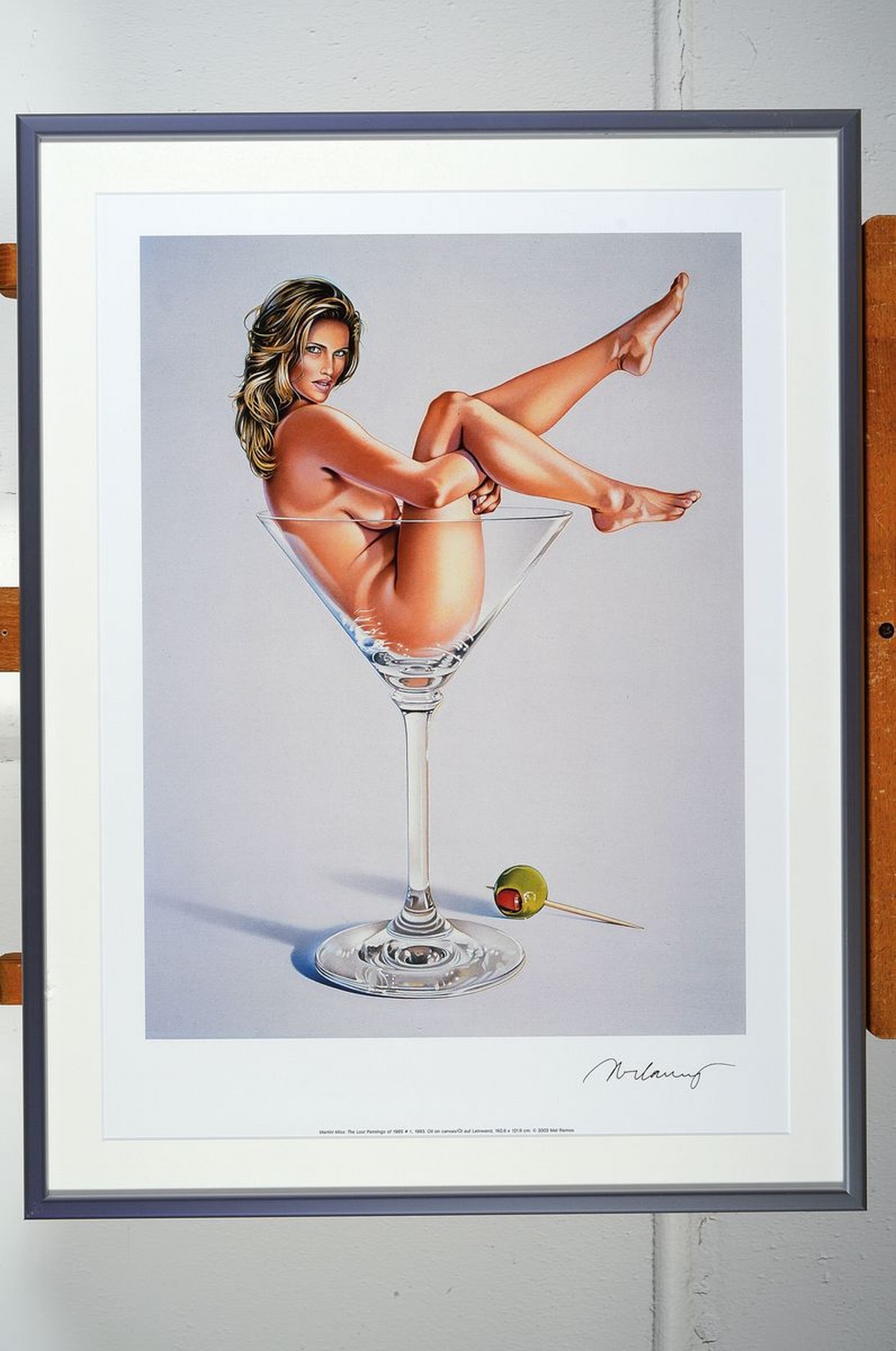 Detail k: Mel Ramos, geb. 1935, "Martini Miss, 1993", Kunstdruck 2003, handsign., unter Plexiglas gerahmt, gesamt ca. 66,5x50 cm