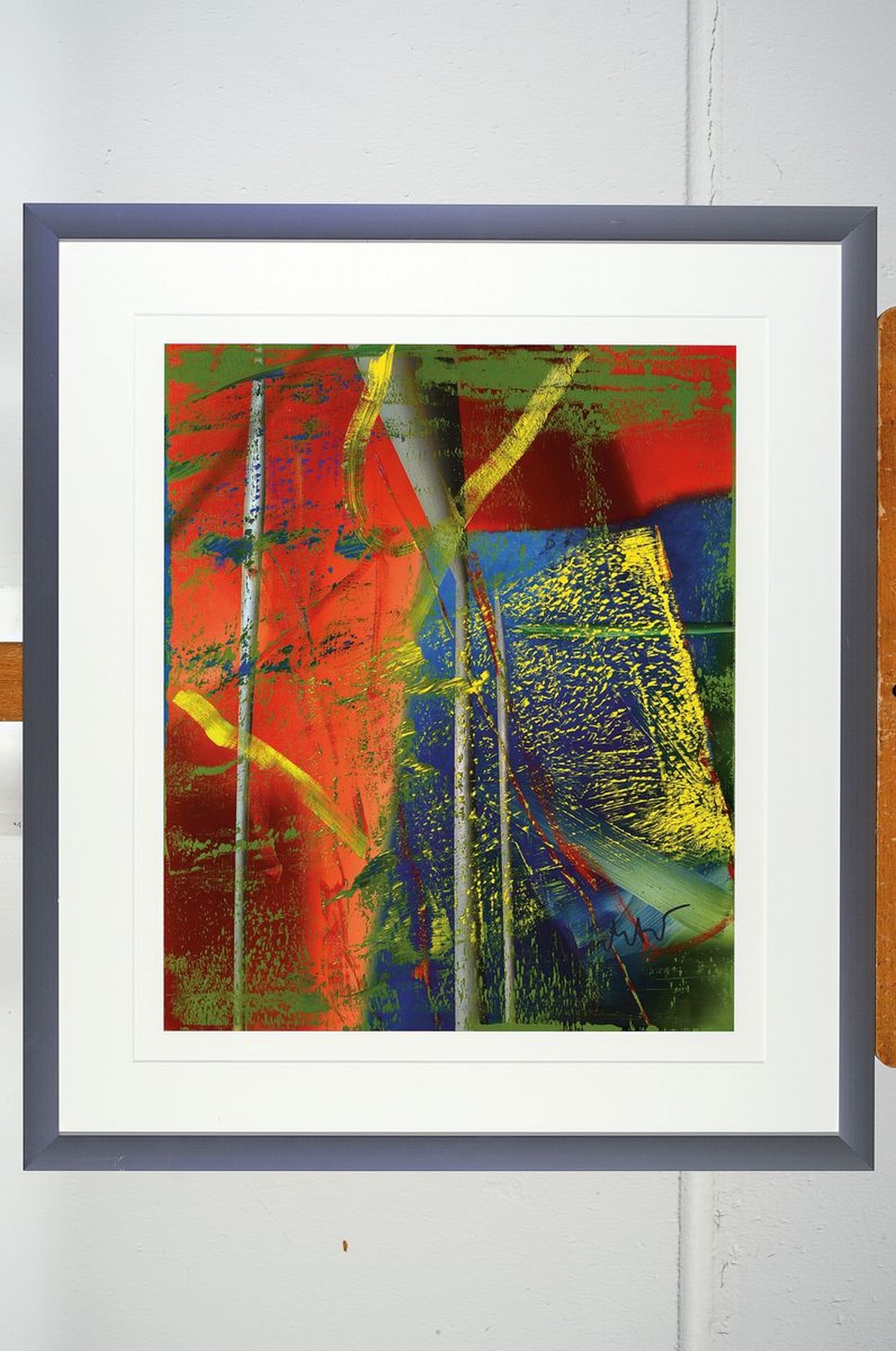 Detail k: Gerhard Richter, geb. 1932, "luno (528), 1983", Kunstdruck 2008, handsign., unter Plexiglas gerahmt, gesamt ca. 63x56 cm