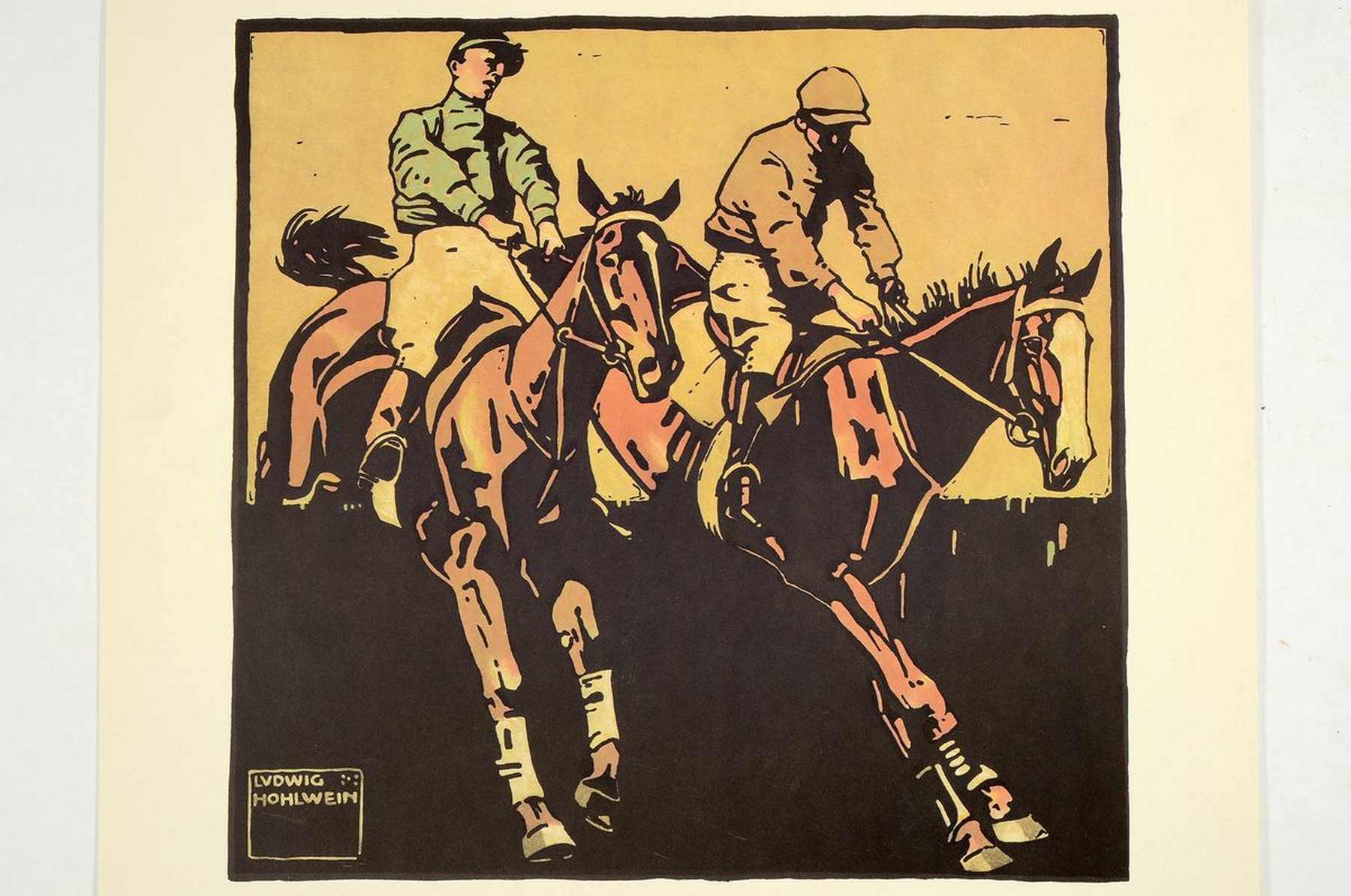 Ludwig Hohlwein, 1874-1949,, Turf, 12 Farblithographien als späterer Druck der Serie von 1909, Blattgr. je ca. 50x50cm