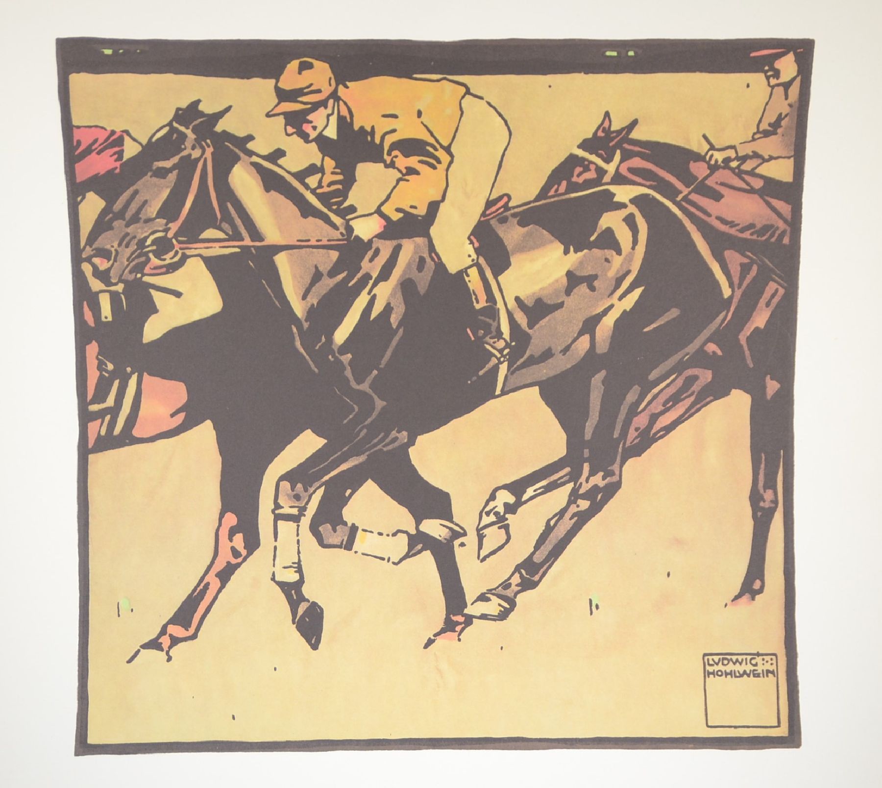 Detail b: Ludwig Hohlwein, 1874-1949,, Turf, 12 Farblithographien als späterer Druck der Serie von 1909, Blattgr. je ca. 50x50cm