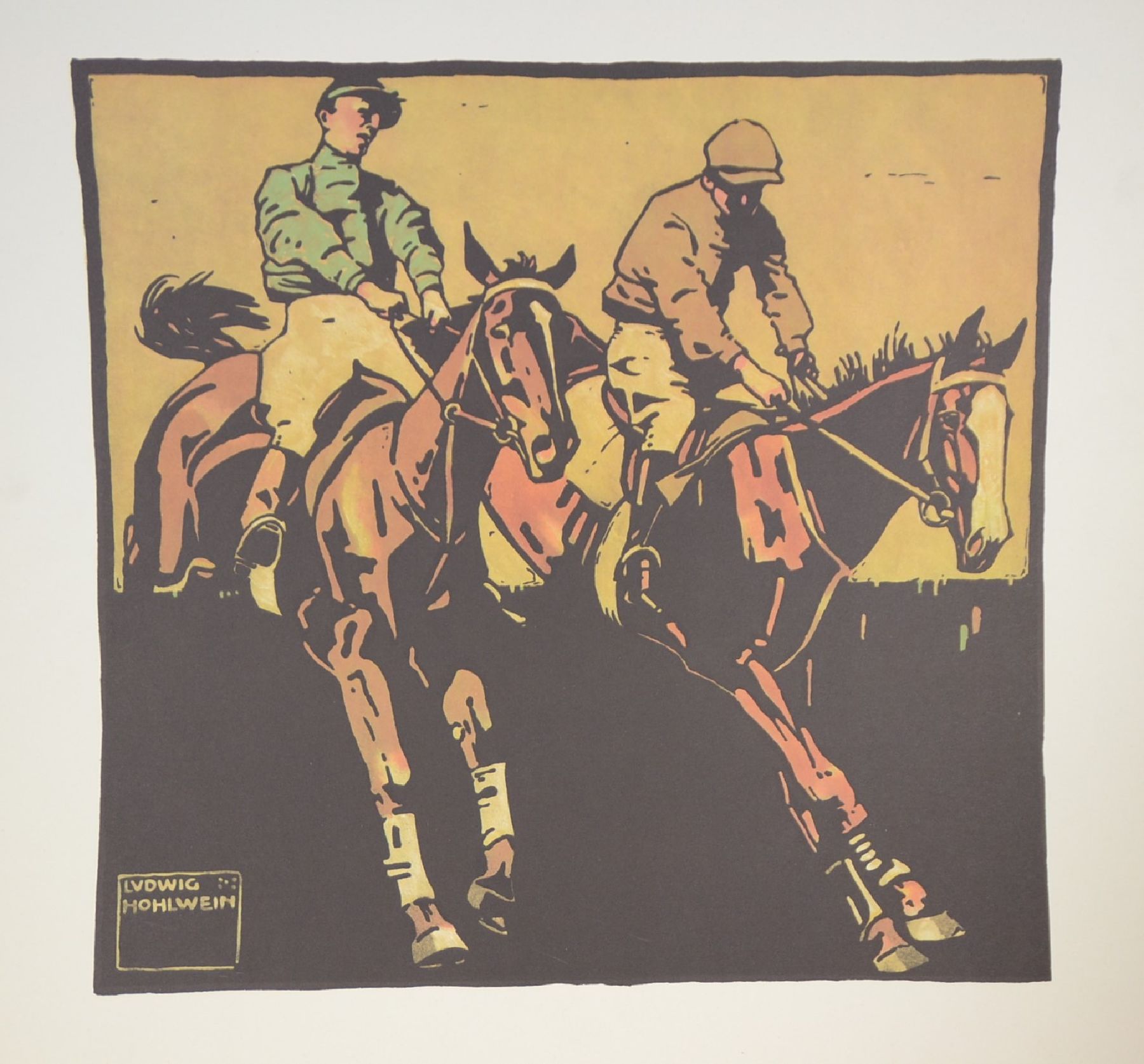 Detail c: Ludwig Hohlwein, 1874-1949,, Turf, 12 Farblithographien als späterer Druck der Serie von 1909, Blattgr. je ca. 50x50cm