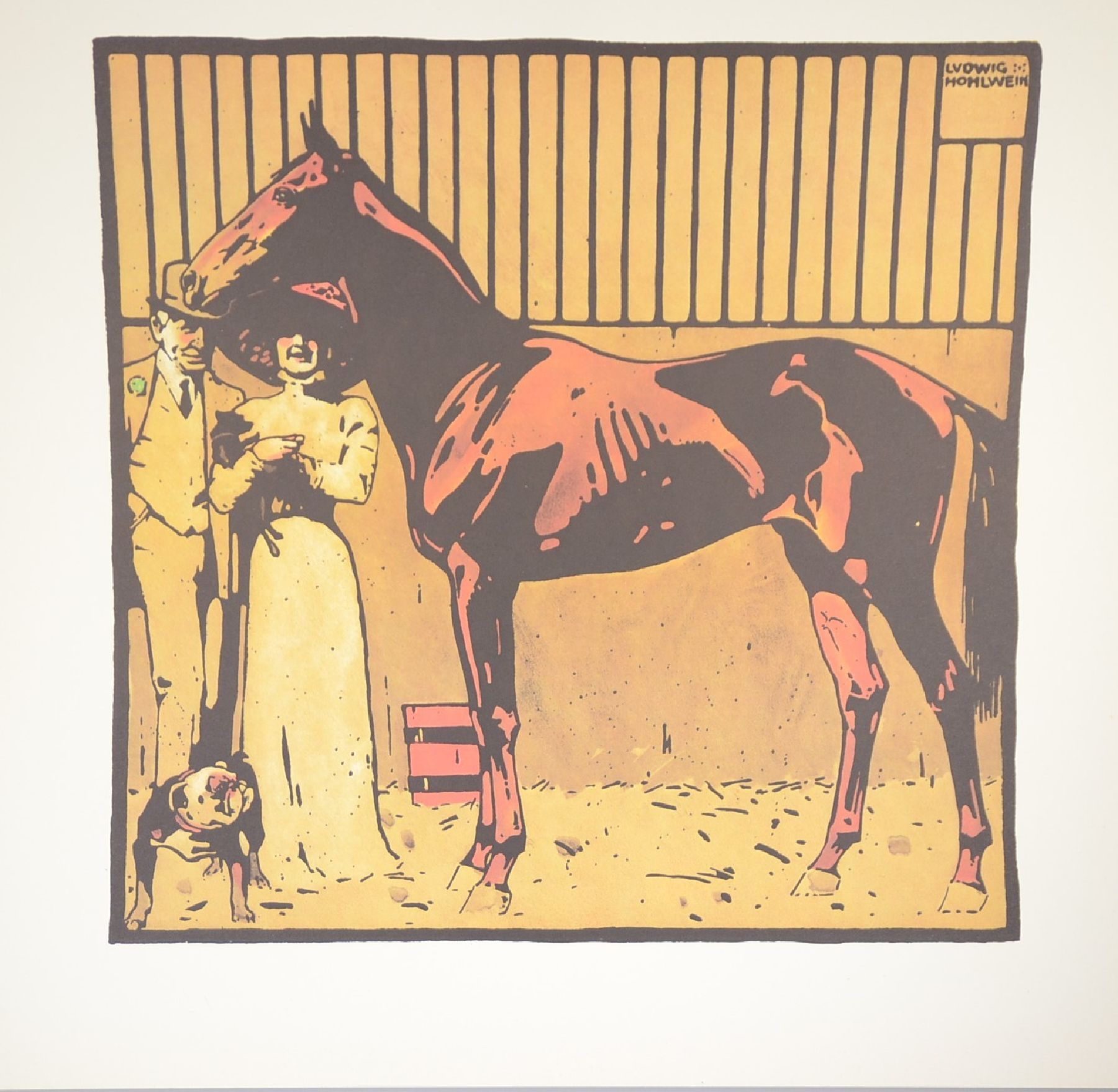 Detail d: Ludwig Hohlwein, 1874-1949,, Turf, 12 Farblithographien als späterer Druck der Serie von 1909, Blattgr. je ca. 50x50cm