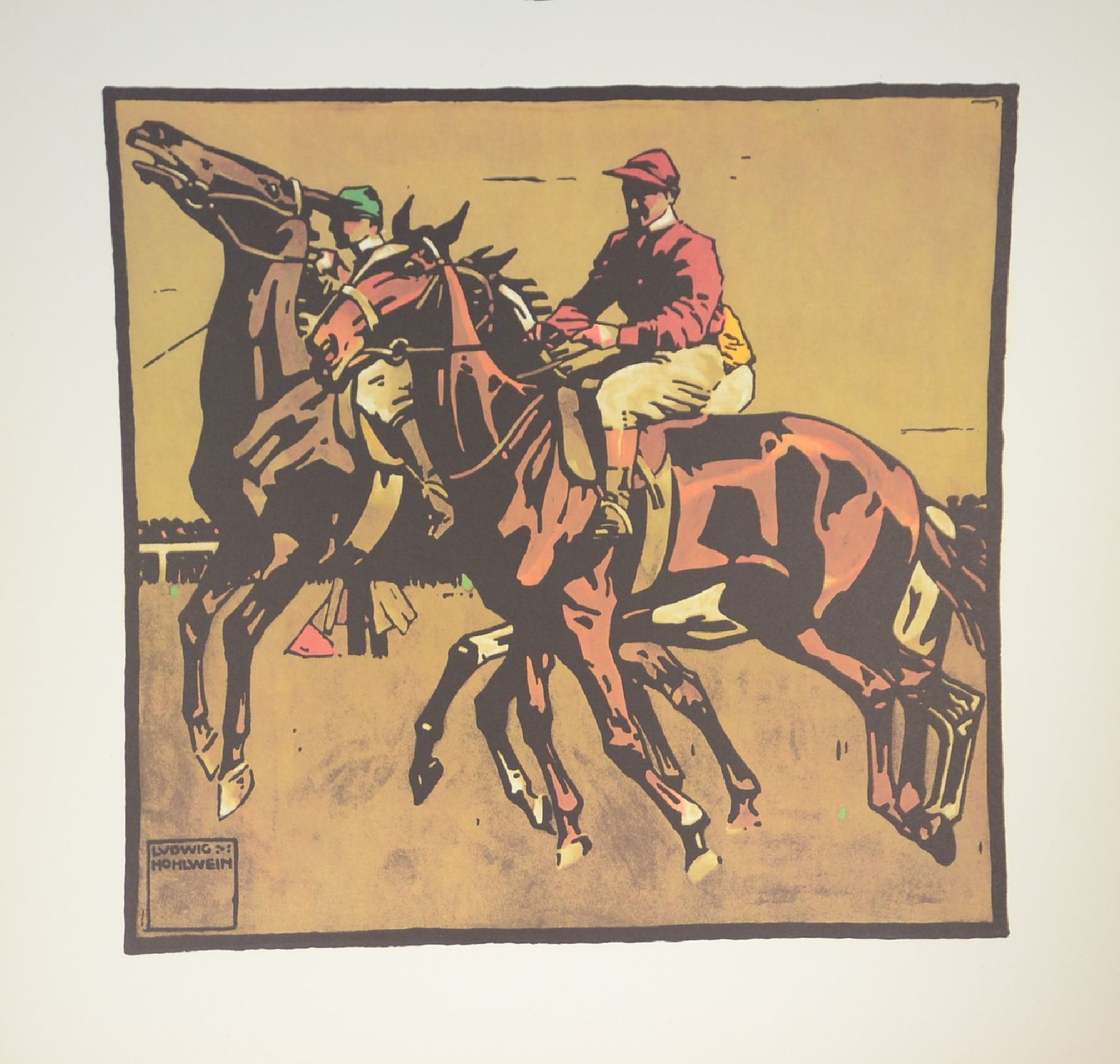 Detail g: Ludwig Hohlwein, 1874-1949,, Turf, 12 Farblithographien als späterer Druck der Serie von 1909, Blattgr. je ca. 50x50cm