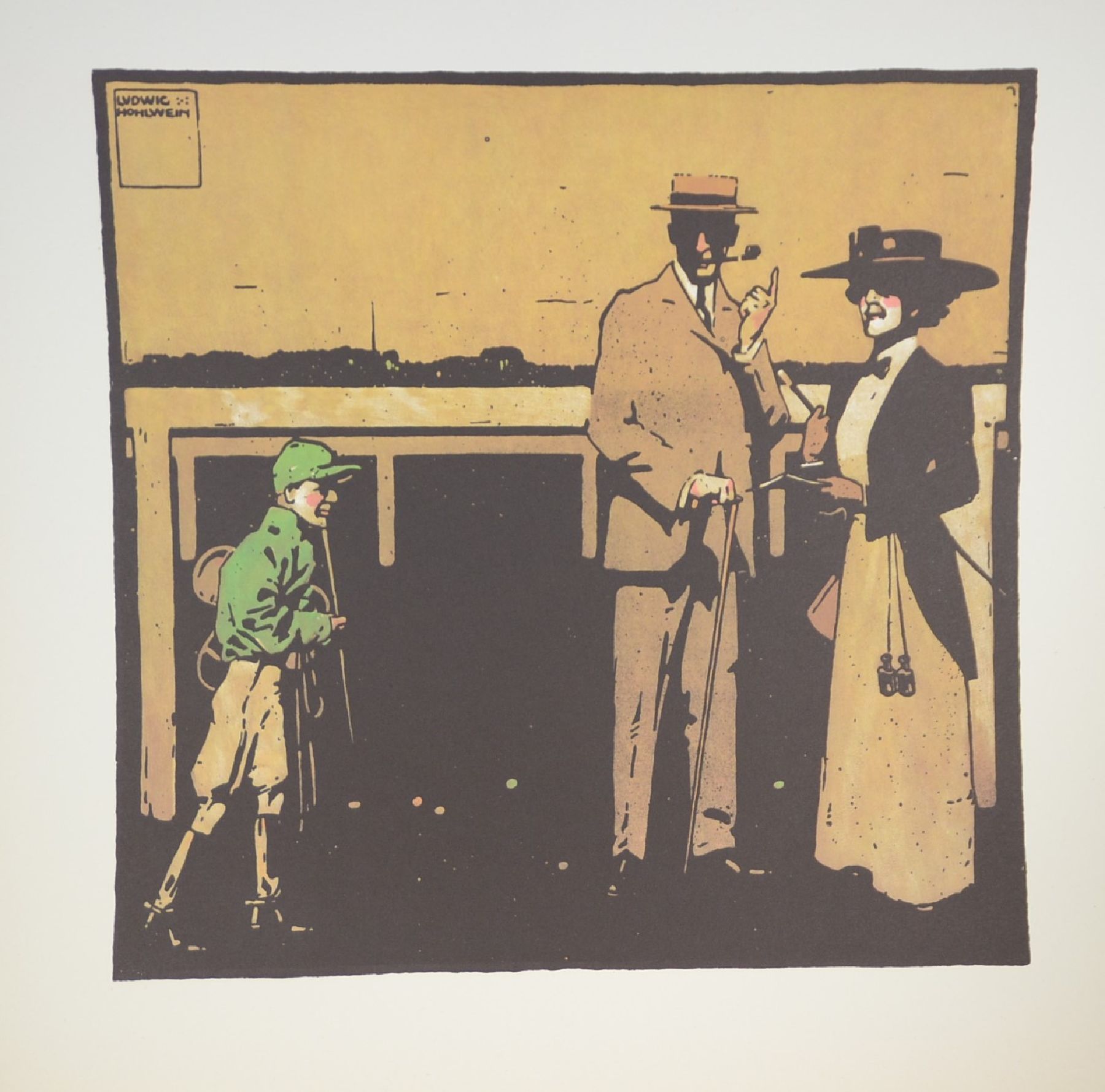 Detail h: Ludwig Hohlwein, 1874-1949,, Turf, 12 Farblithographien als späterer Druck der Serie von 1909, Blattgr. je ca. 50x50cm